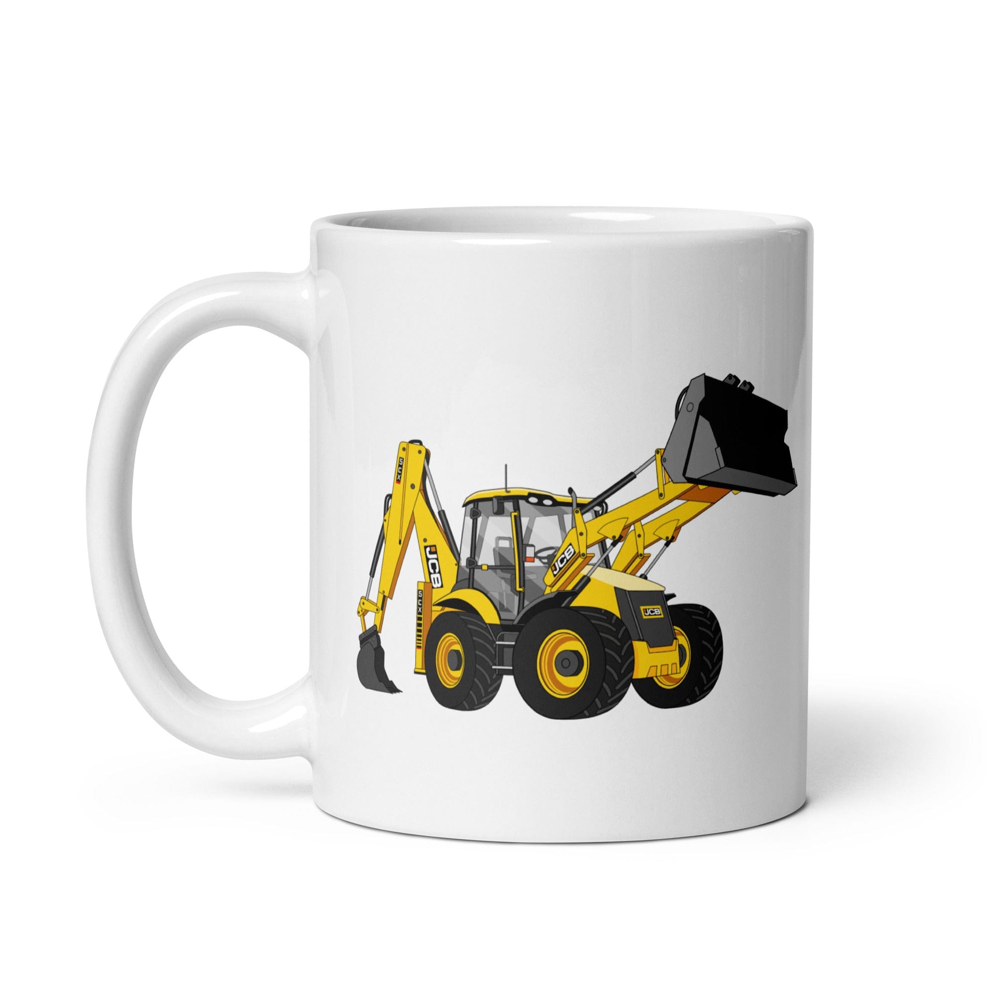 The Tractor Mugs Store JCB 5CX Backhoe | White glossy mug Quality Farmers Merch