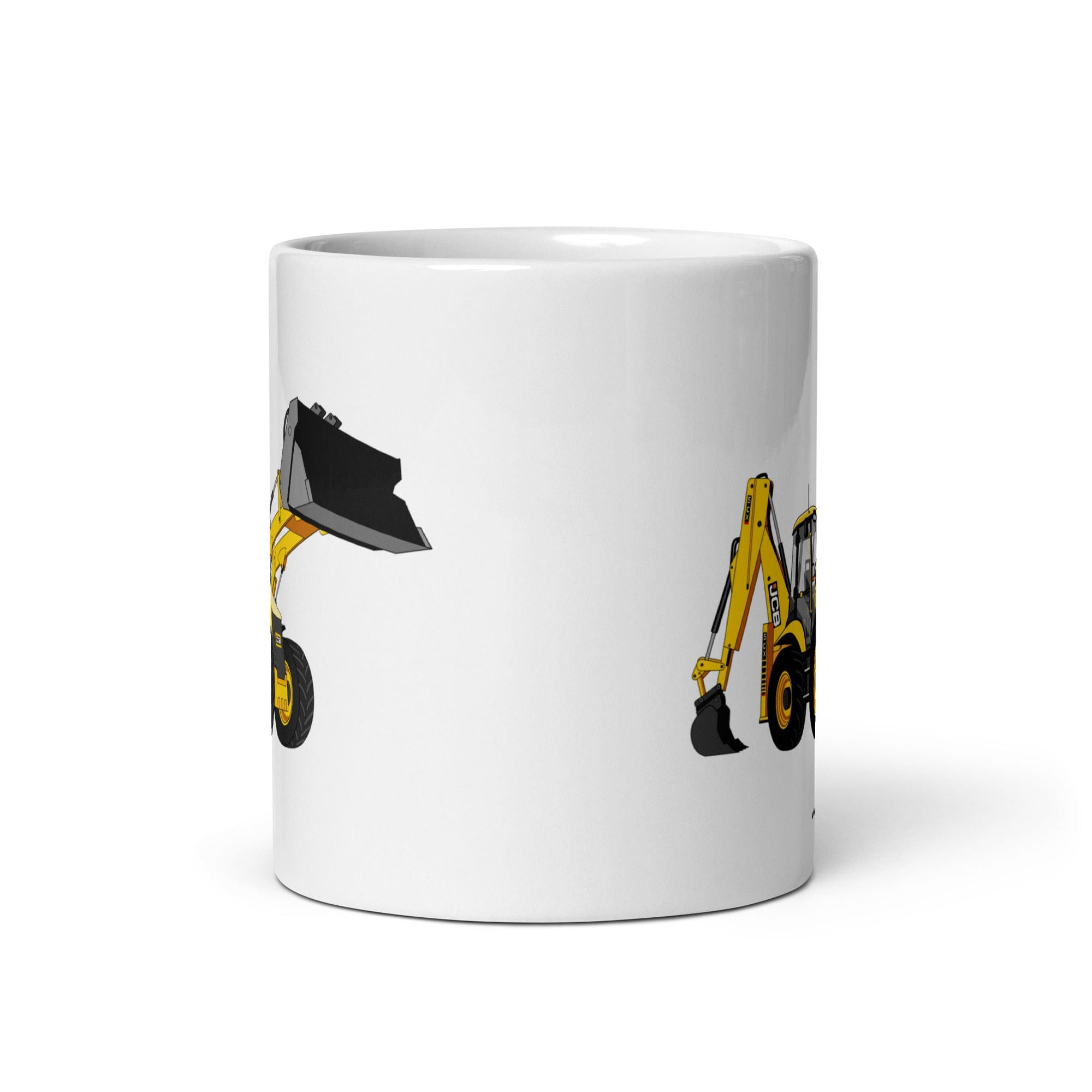 The Tractor Mugs Store JCB 5CX Backhoe | White glossy mug Quality Farmers Merch