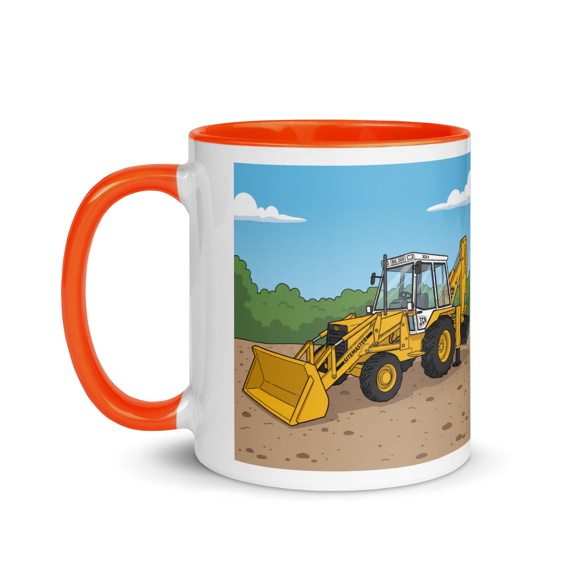 The Tractor Mugs Store JCB 80's White Cab Man | Mug with Color Inside Quality Farmers Merch