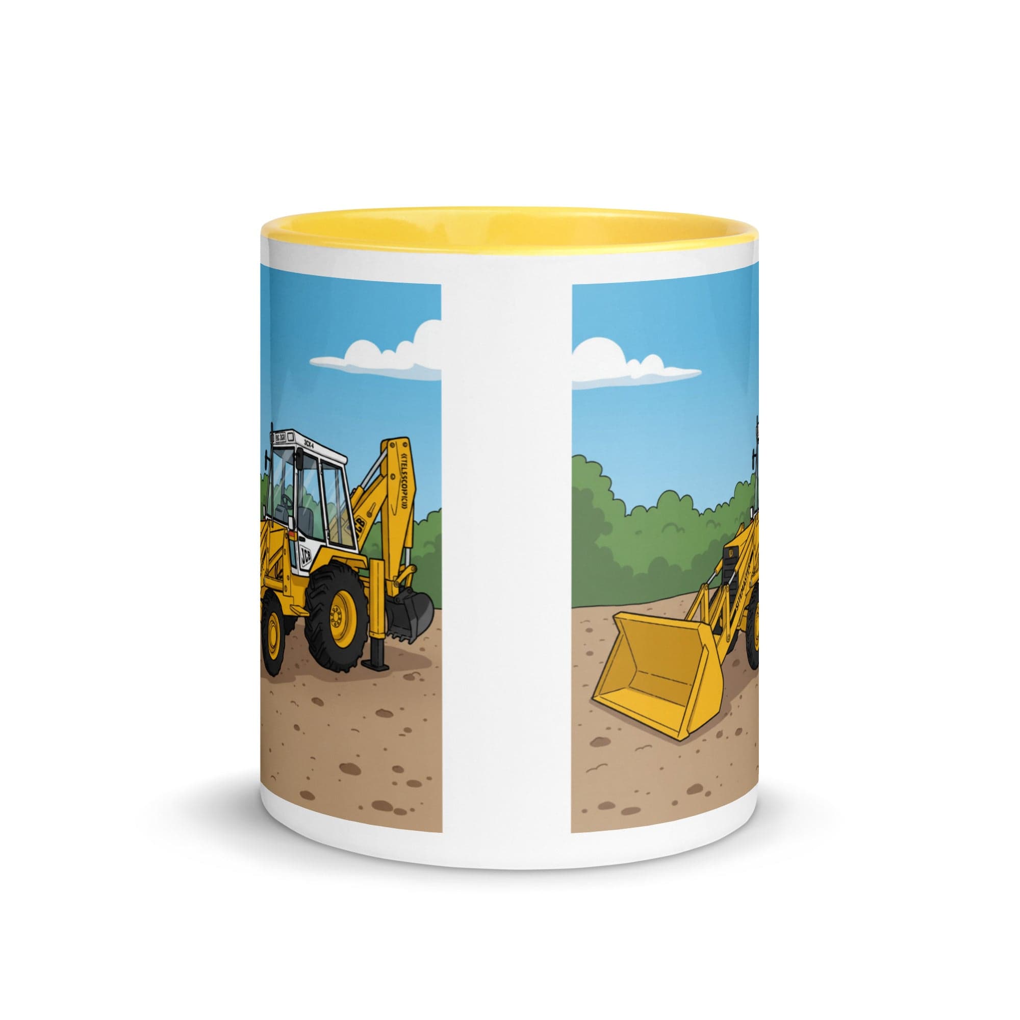 The Tractor Mugs Store JCB 80's White Cab Man | Mug with Color Inside Quality Farmers Merch
