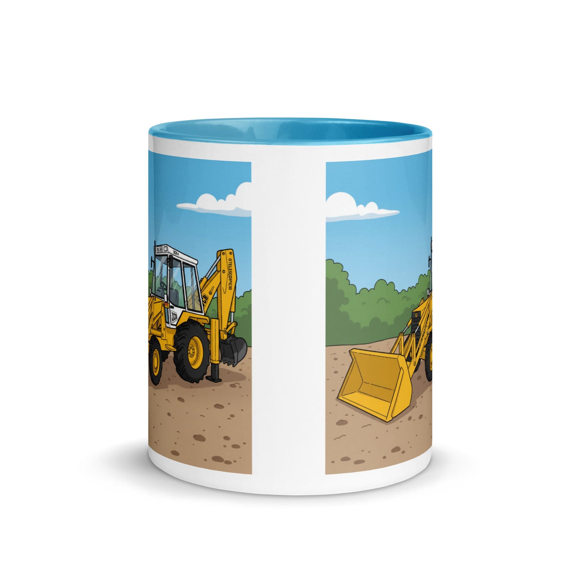 The Tractor Mugs Store JCB 80's White Cab Man | Mug with Color Inside Quality Farmers Merch