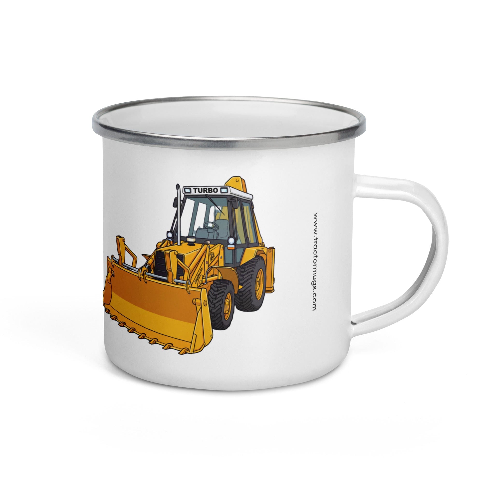 The Tractor Mugs Store JCB Grey Cab TURBO | Enamel Mug Quality Farmers Merch