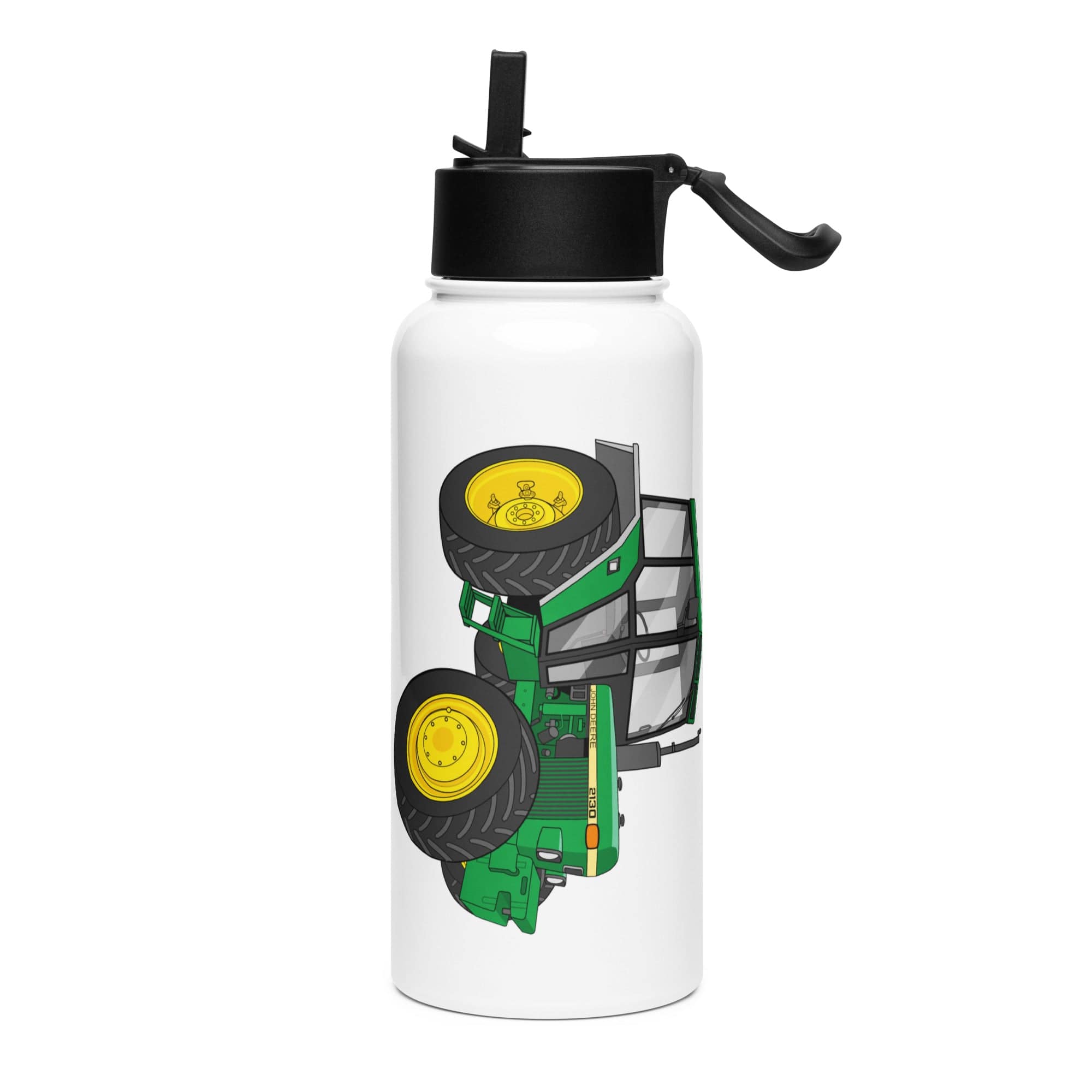 The Tractor Mugs Store John Deere 2130 | Stainless steel water bottle with a straw lid Quality Farmers Merch