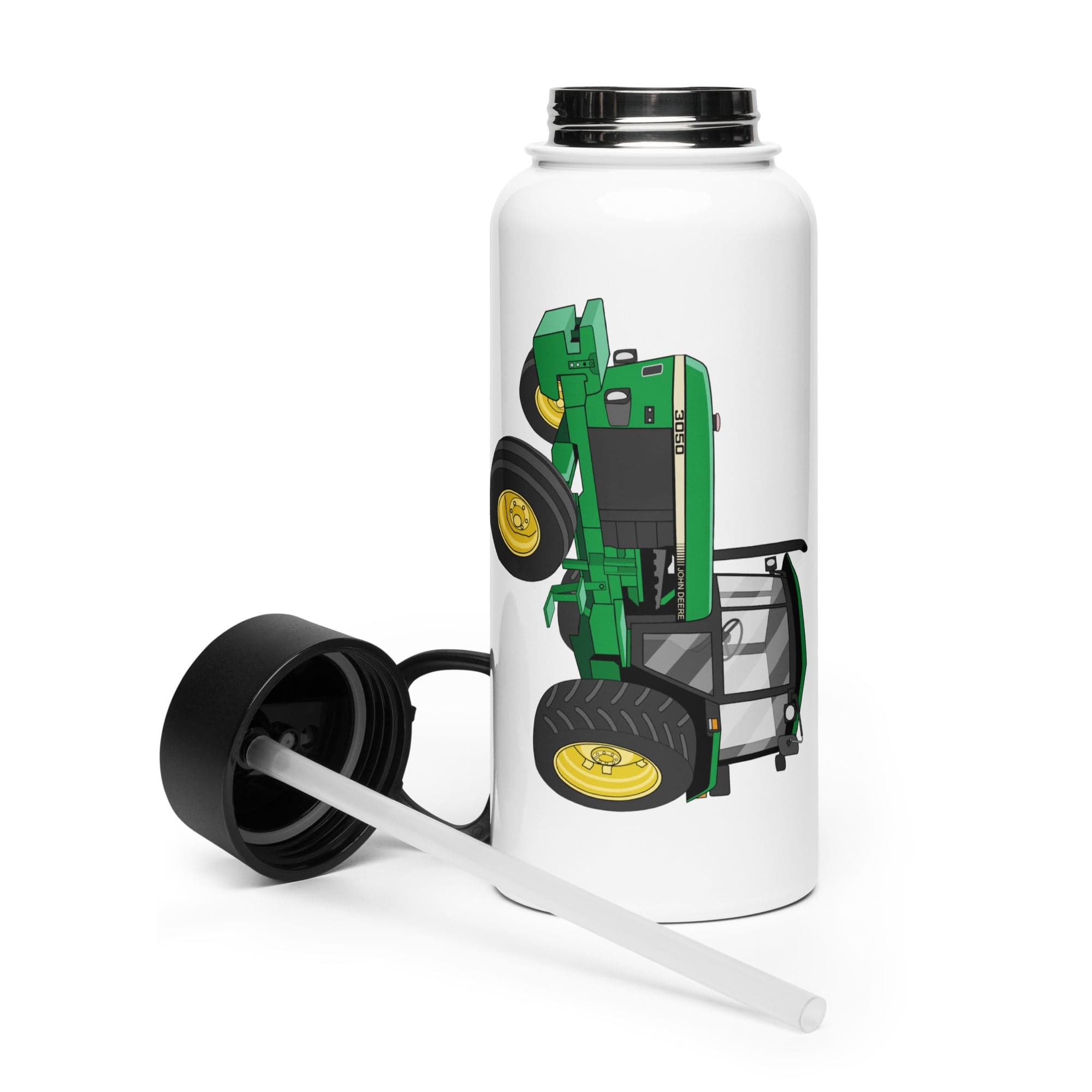 The Tractor Mugs Store John Deere 3050 2WD  |Stainless steel water bottle with a straw lid Quality Farmers Merch