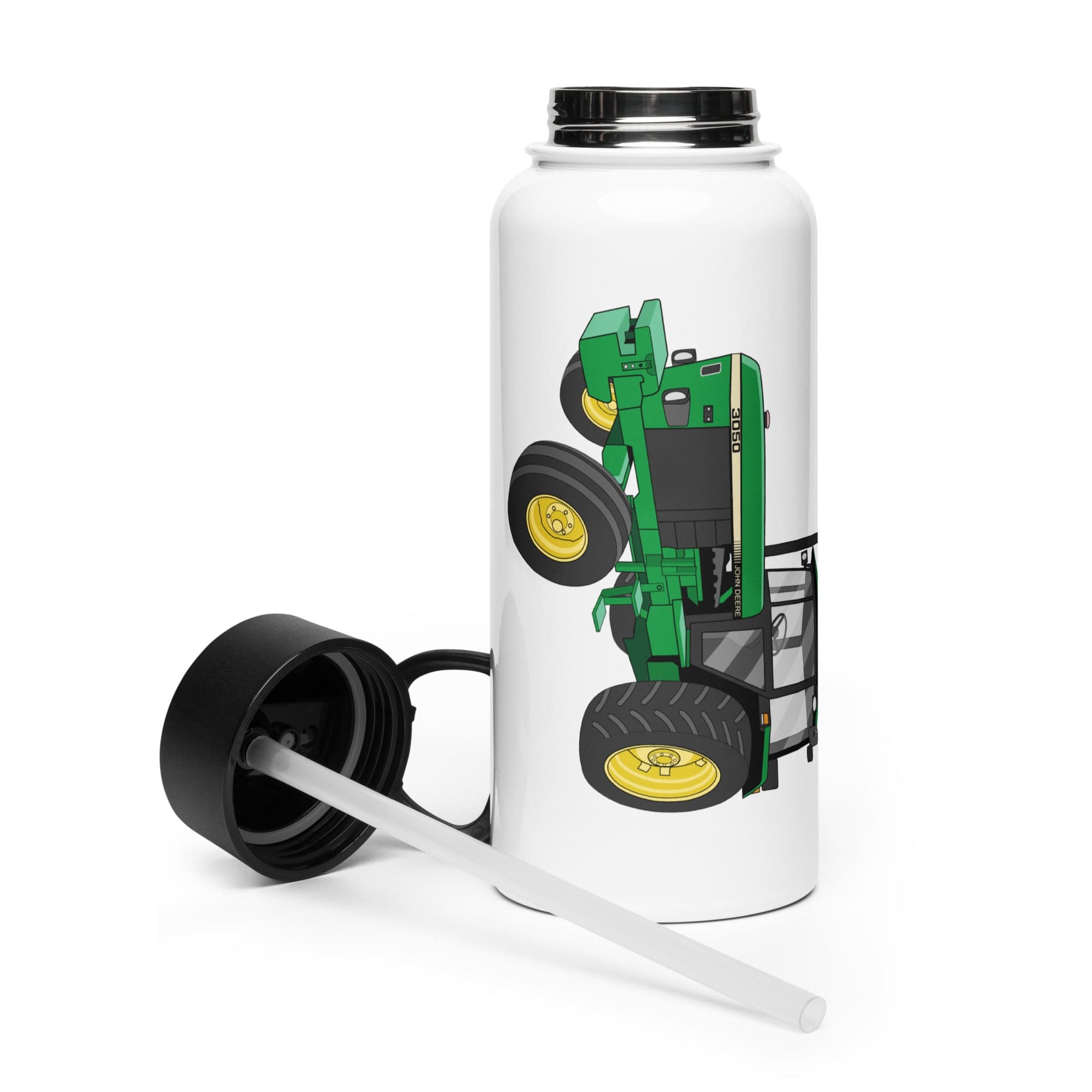 The Tractor Mugs Store John Deere 3050 2WD  |Stainless steel water bottle with a straw lid Quality Farmers Merch