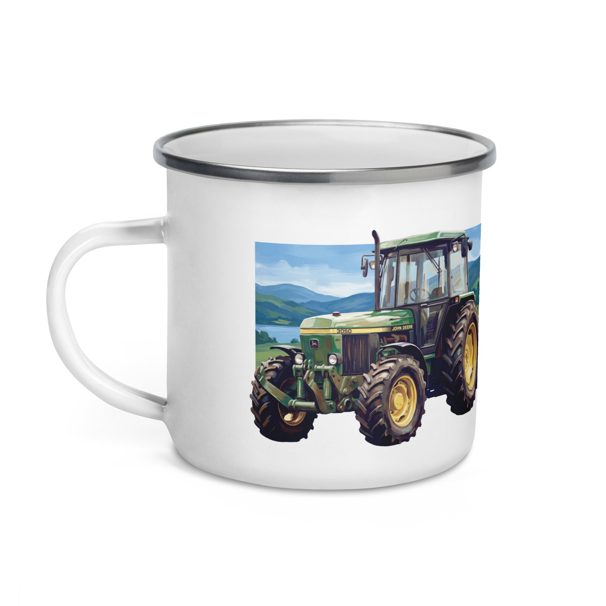 The Tractor Mugs Store John Deere 3050 | Splash Art Enamel Mug Quality Farmers Merch