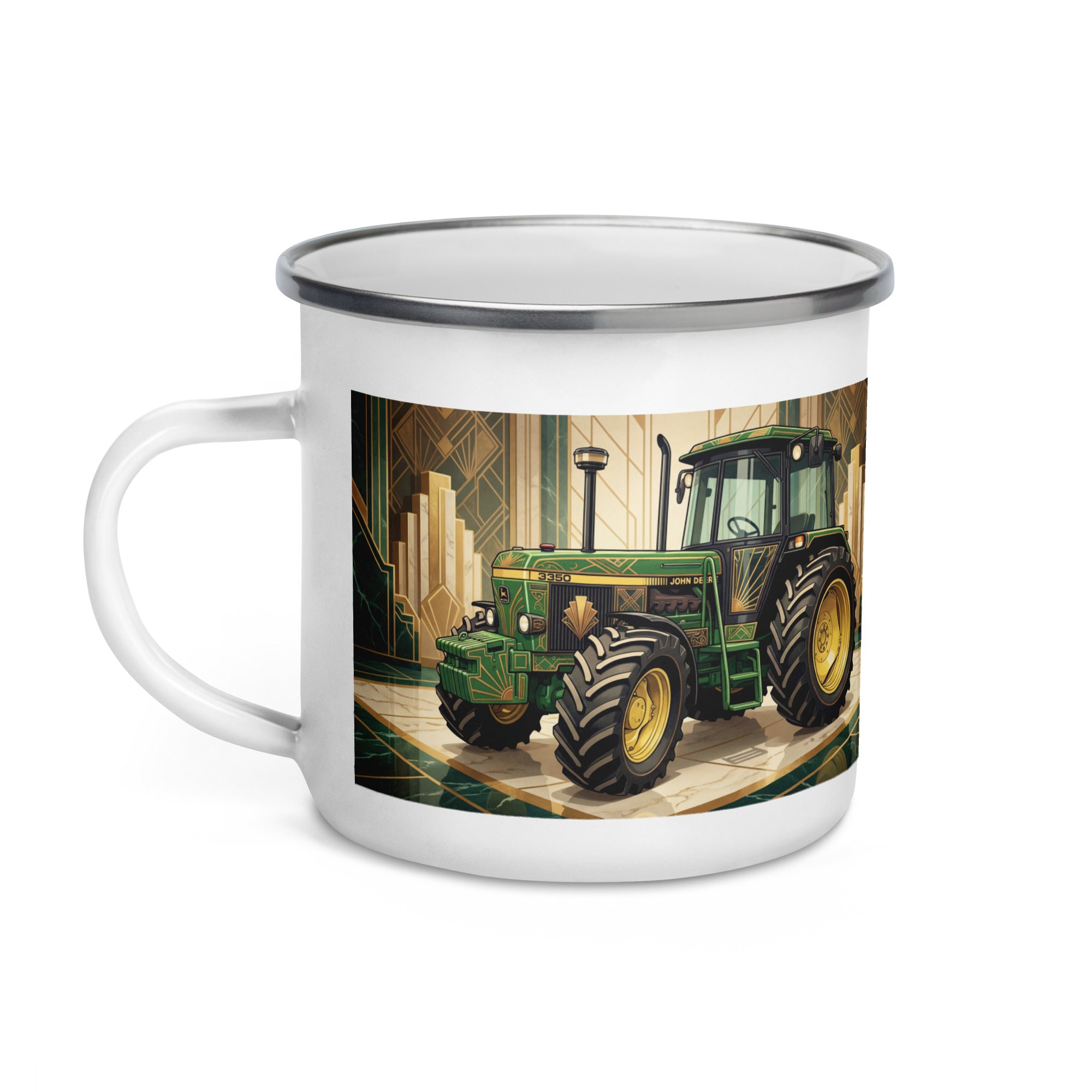 The Tractor Mugs Store John Deere 3350 | Art Deco Enamel Mug Quality Farmers Merch