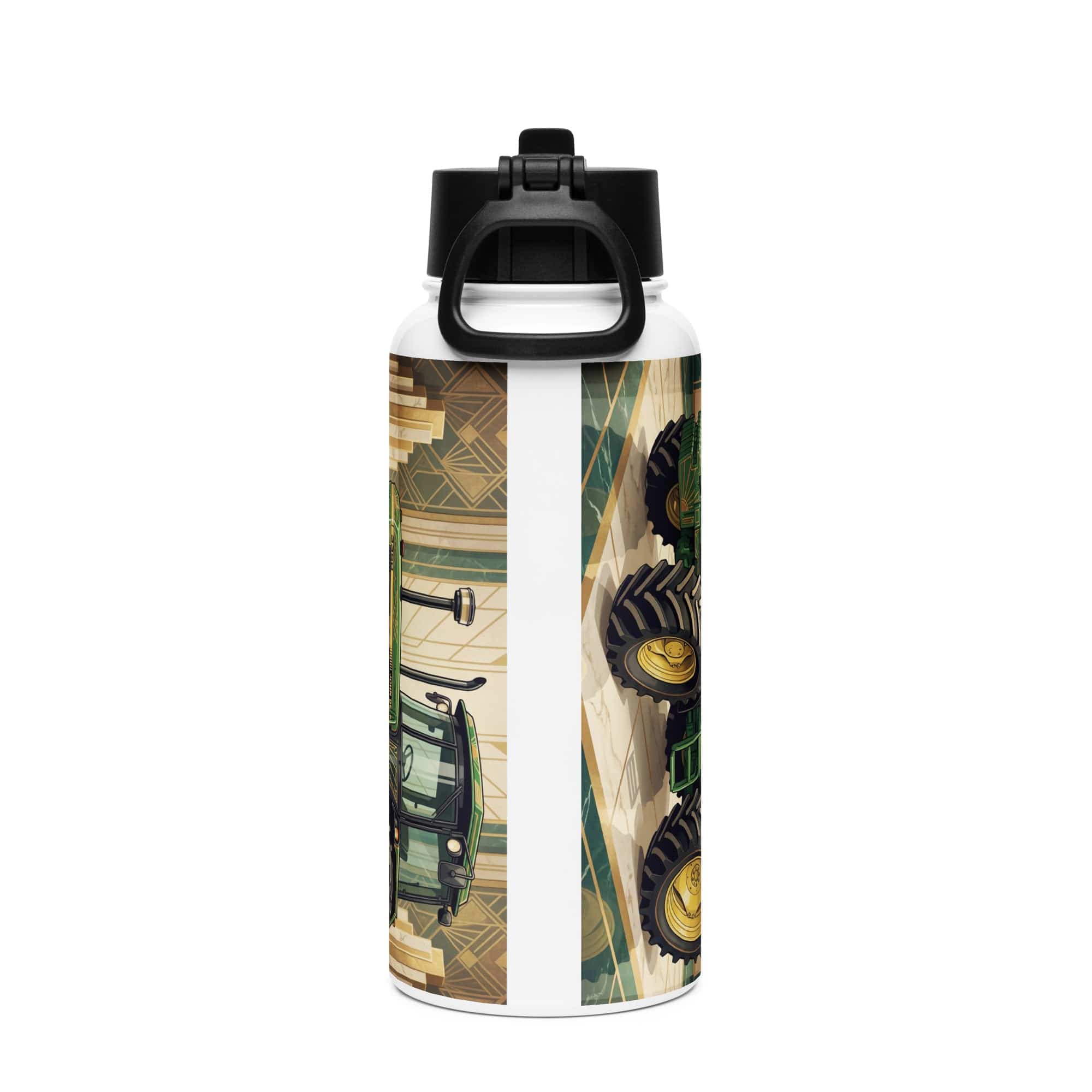 The Tractor Mugs Store John Deere 3350 | Art Deco Stainless steel water bottle with a straw lid Quality Farmers Merch
