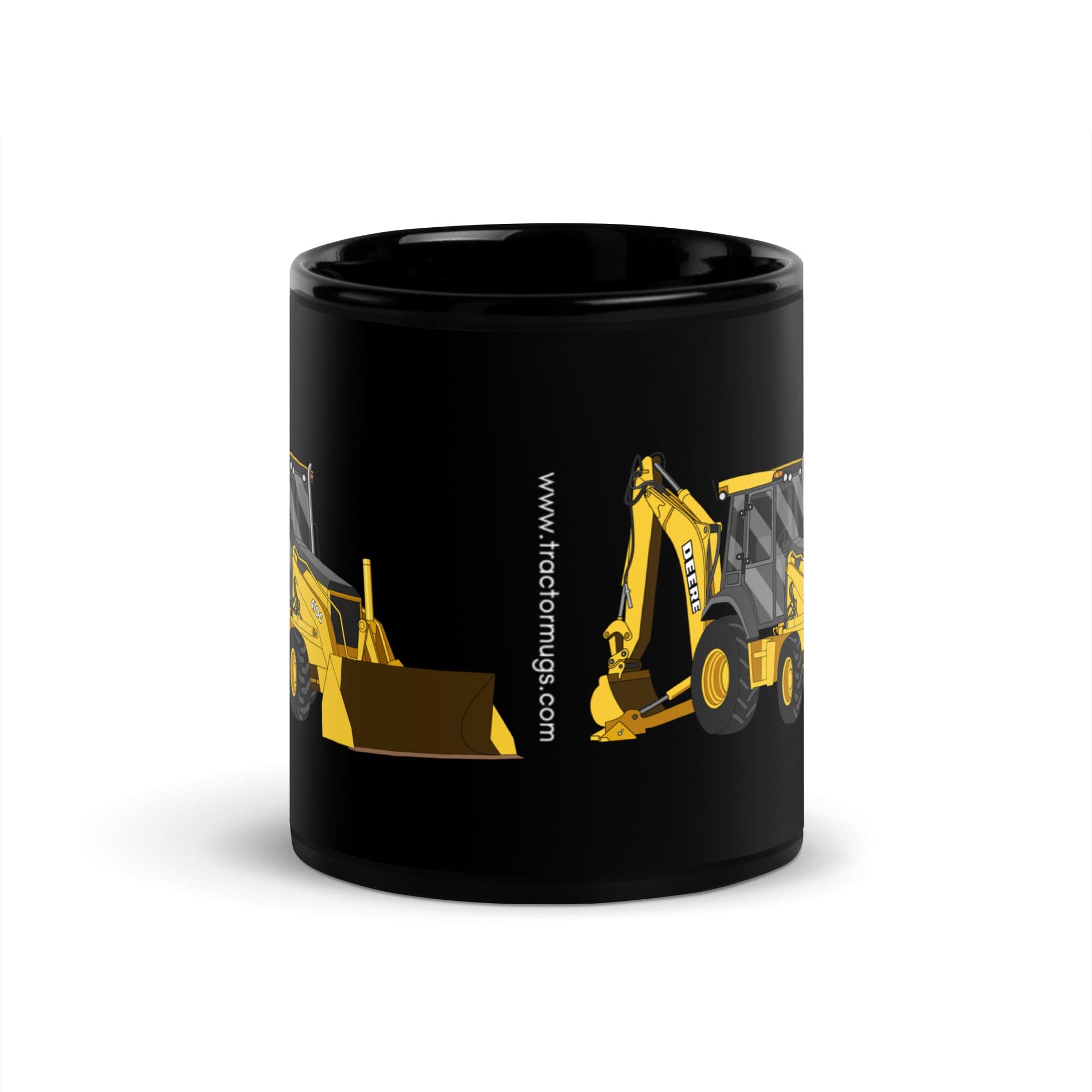 The Tractor Mugs Store John Deere 410G Backhoe | Black Glossy Mug Quality Farmers Merch