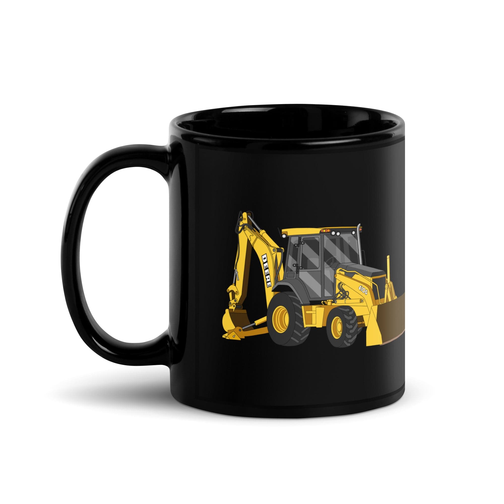 The Tractor Mugs Store John Deere 410G Backhoe | Black Glossy Mug Quality Farmers Merch