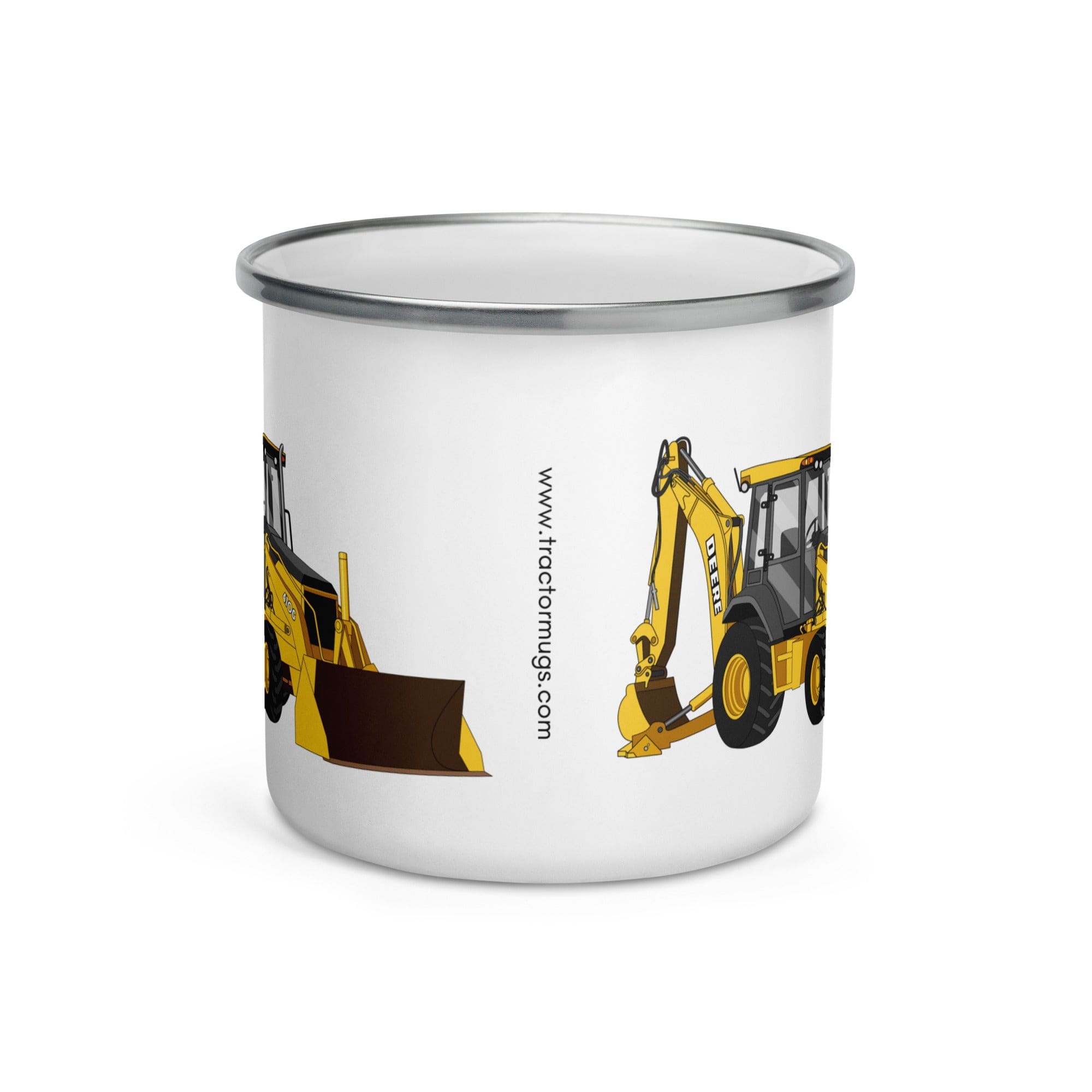 The Tractor Mugs Store John Deere 410G Backhoe | Enamel Mug Quality Farmers Merch