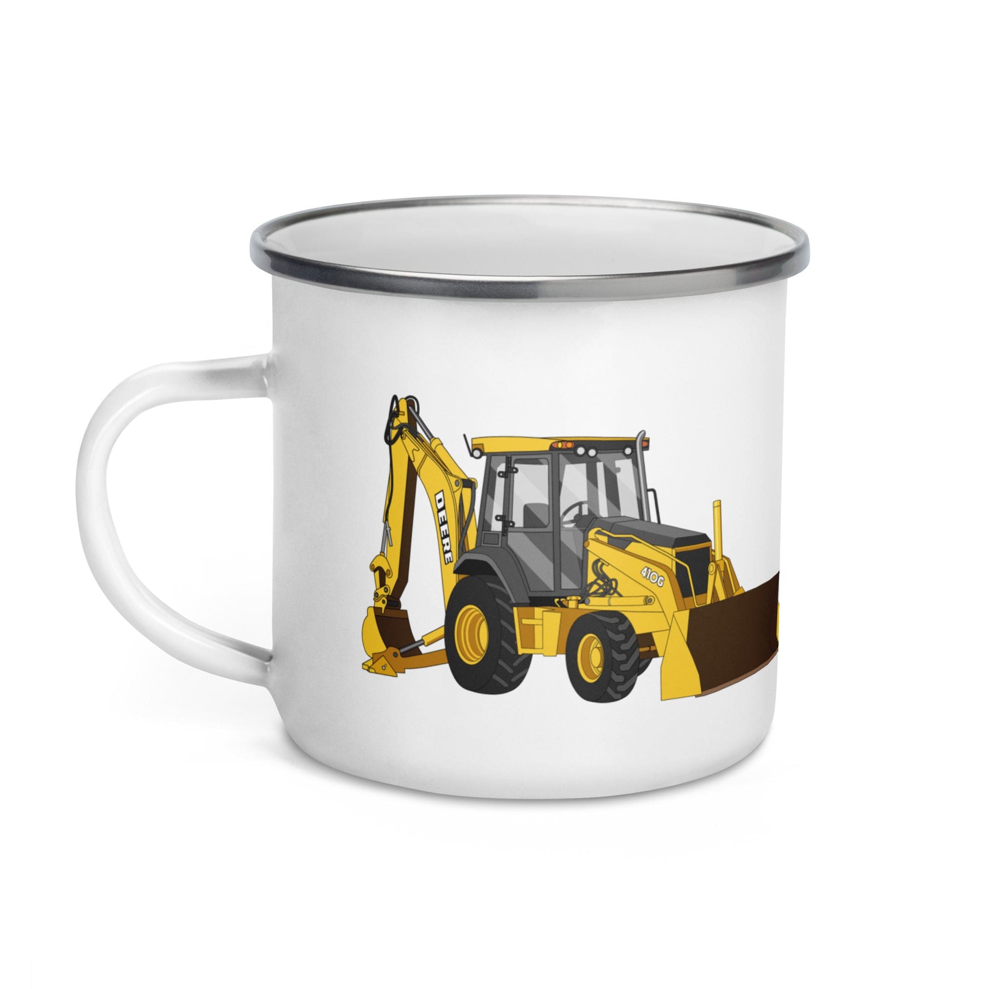 The Tractor Mugs Store John Deere 410G Backhoe | Enamel Mug Quality Farmers Merch