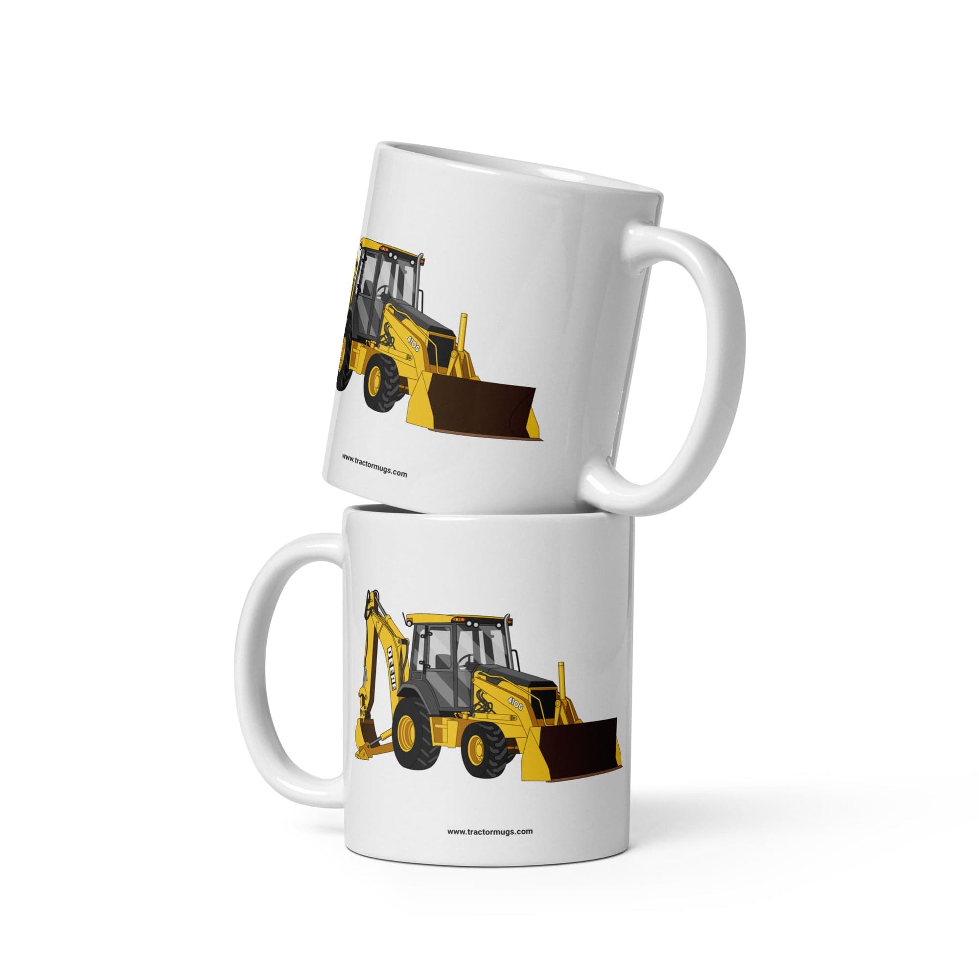 The Tractor Mugs Store John Deere 410G Backhoe | White glossy mug Quality Farmers Merch