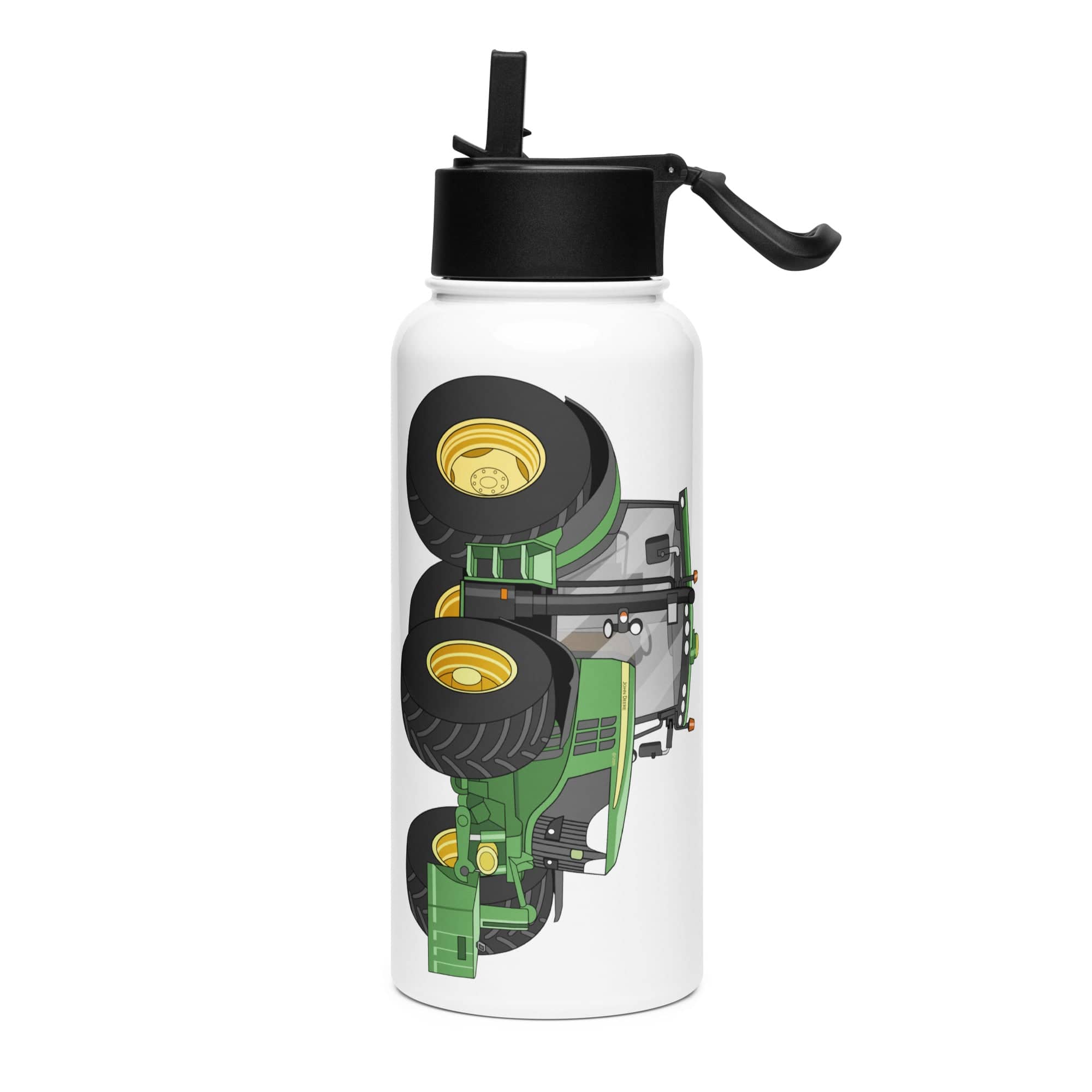 The Tractor Mugs Store John Deere 6125 R | Stainless steel water bottle with a straw lid Quality Farmers Merch