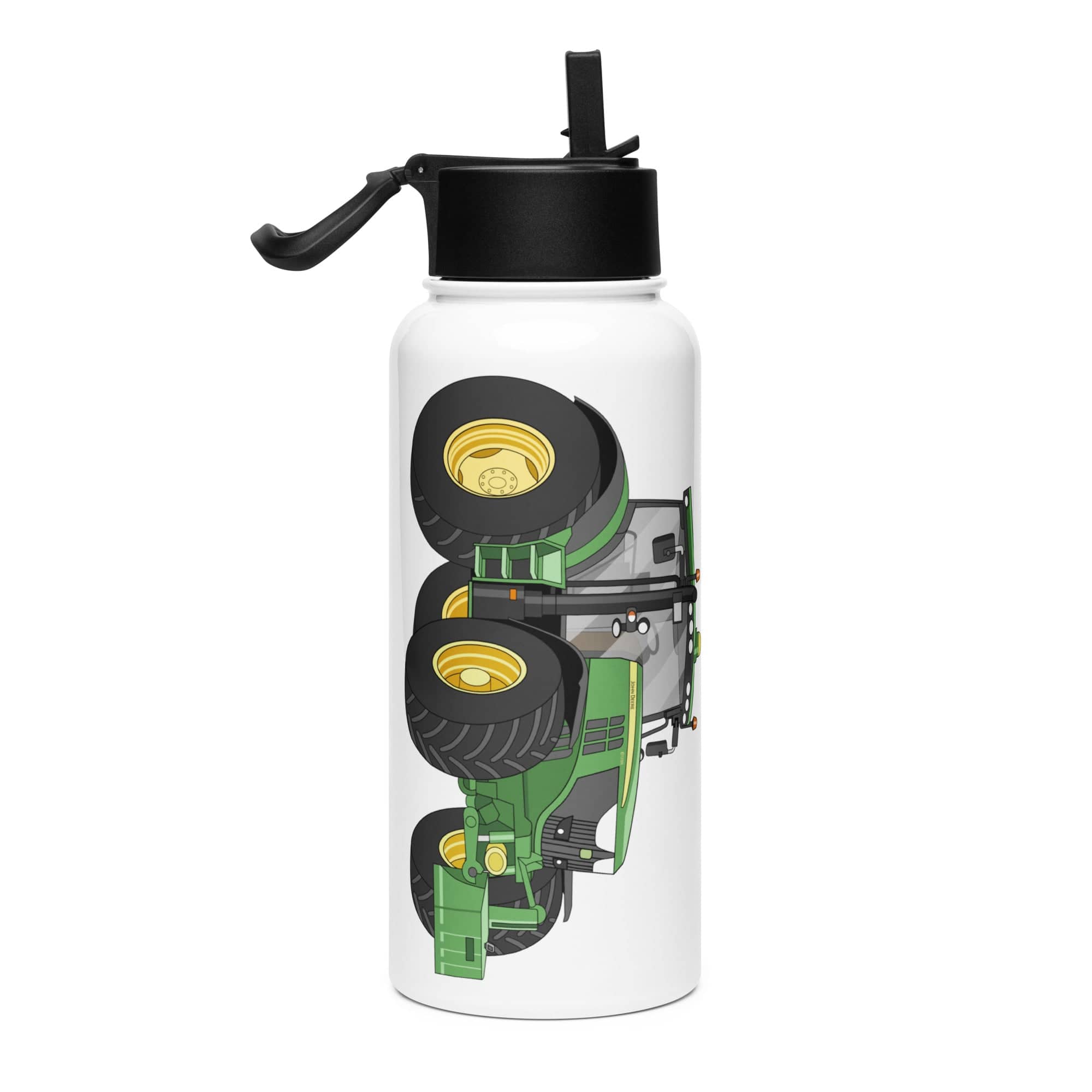 The Tractor Mugs Store John Deere 6125 R | Stainless steel water bottle with a straw lid Quality Farmers Merch