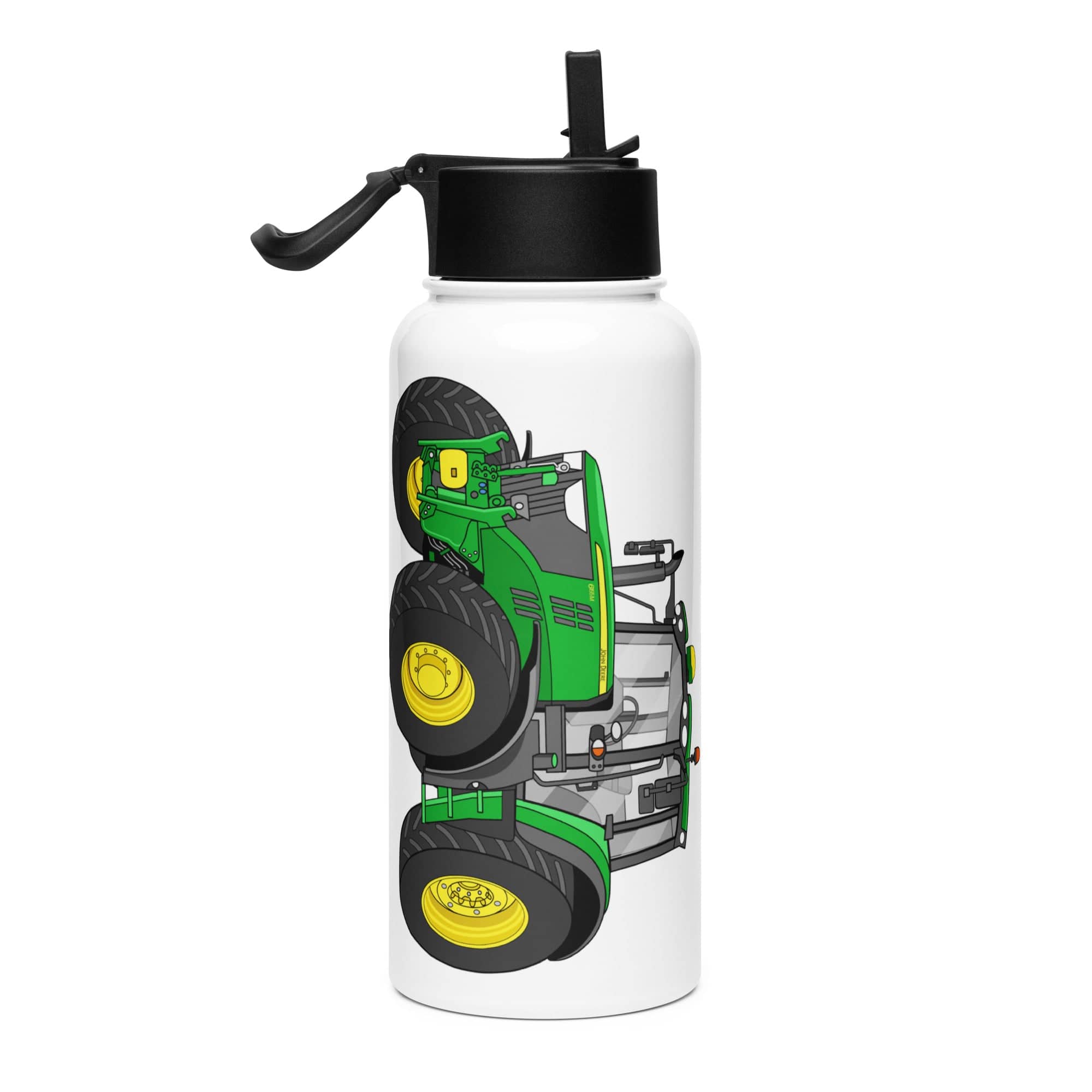 The Tractor Mugs Store John Deere 6155 M | Stainless steel water bottle with a straw lid Quality Farmers Merch