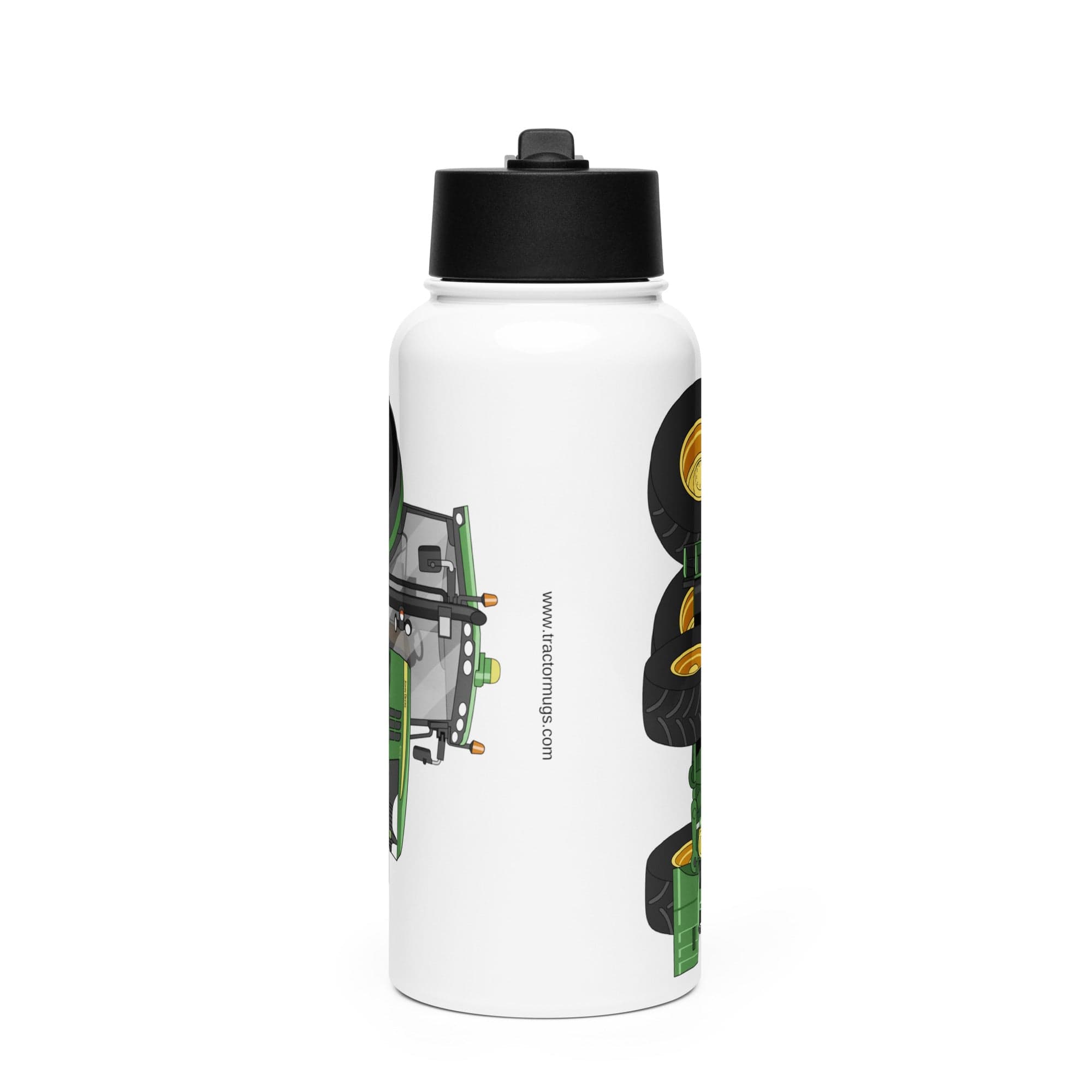 The Tractor Mugs Store John Deere 6210 R | Stainless steel water bottle with a straw lid Quality Farmers Merch