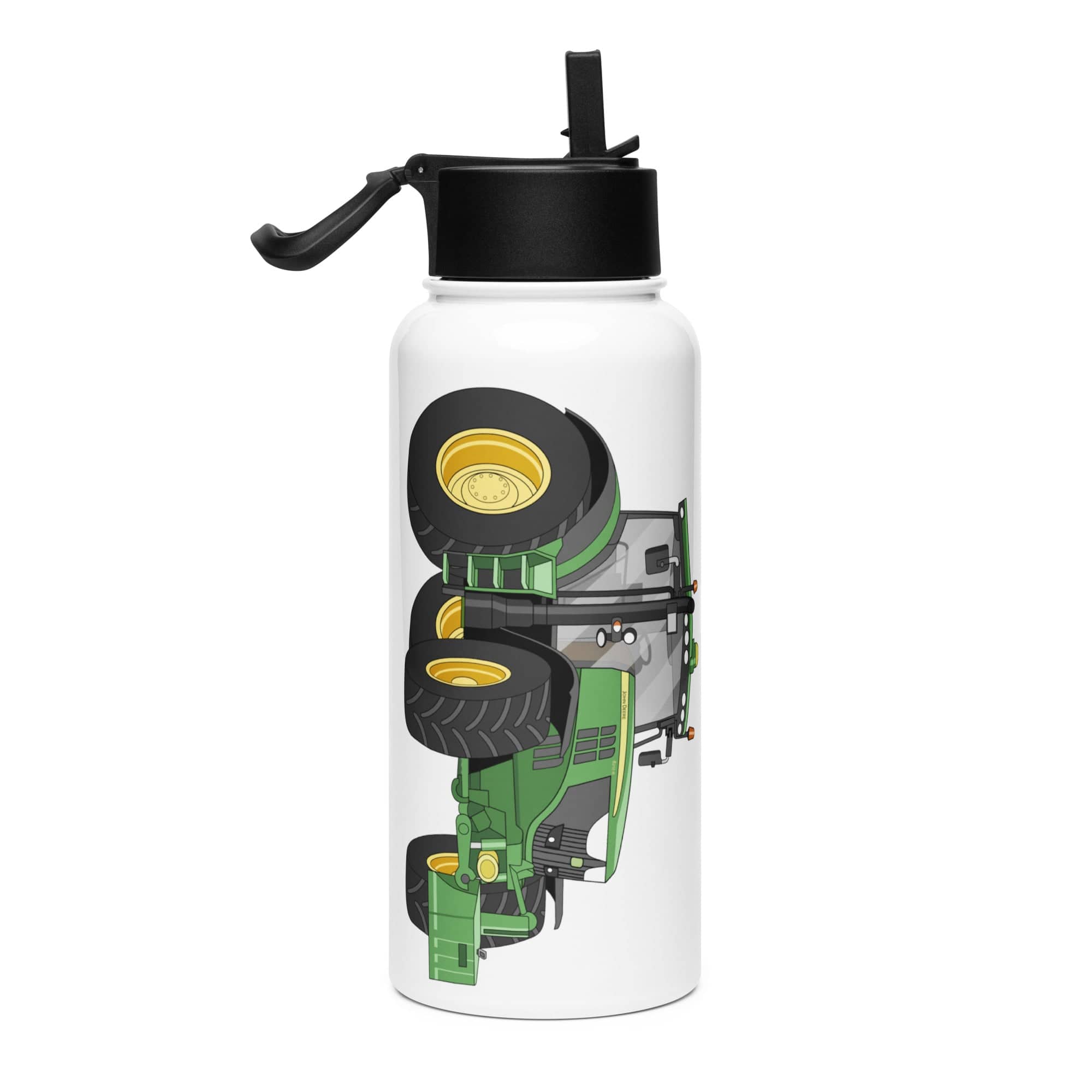 The Tractor Mugs Store John Deere 6210 R | Stainless steel water bottle with a straw lid Quality Farmers Merch