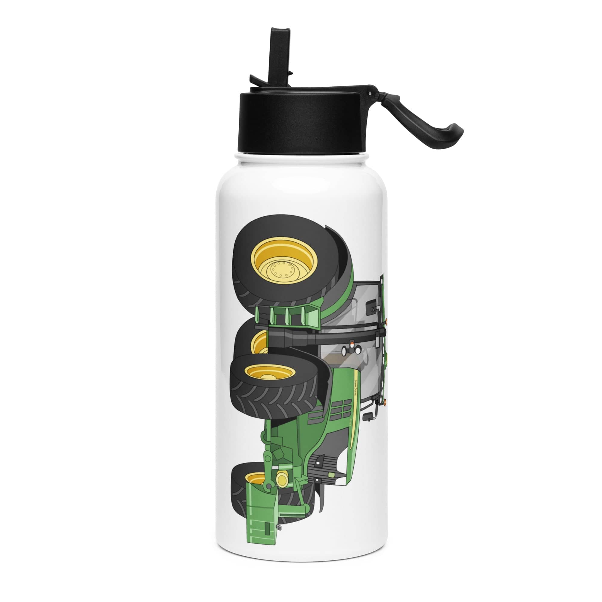 The Tractor Mugs Store John Deere 6210 R | Stainless steel water bottle with a straw lid Quality Farmers Merch