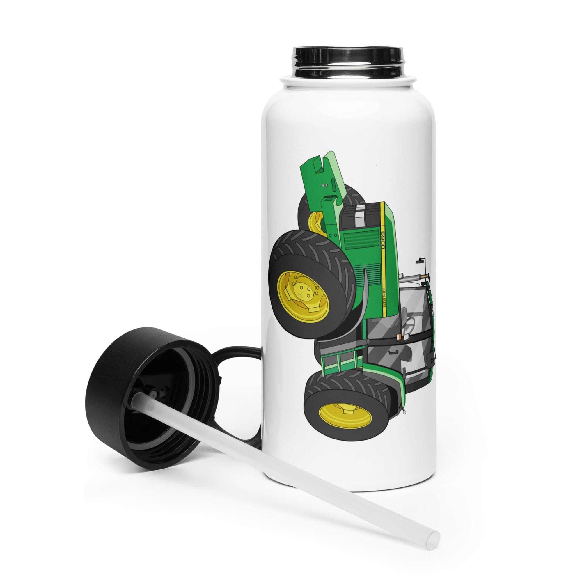 The Tractor Mugs Store John Deere 6900  | Stainless steel water bottle with a straw lid Quality Farmers Merch