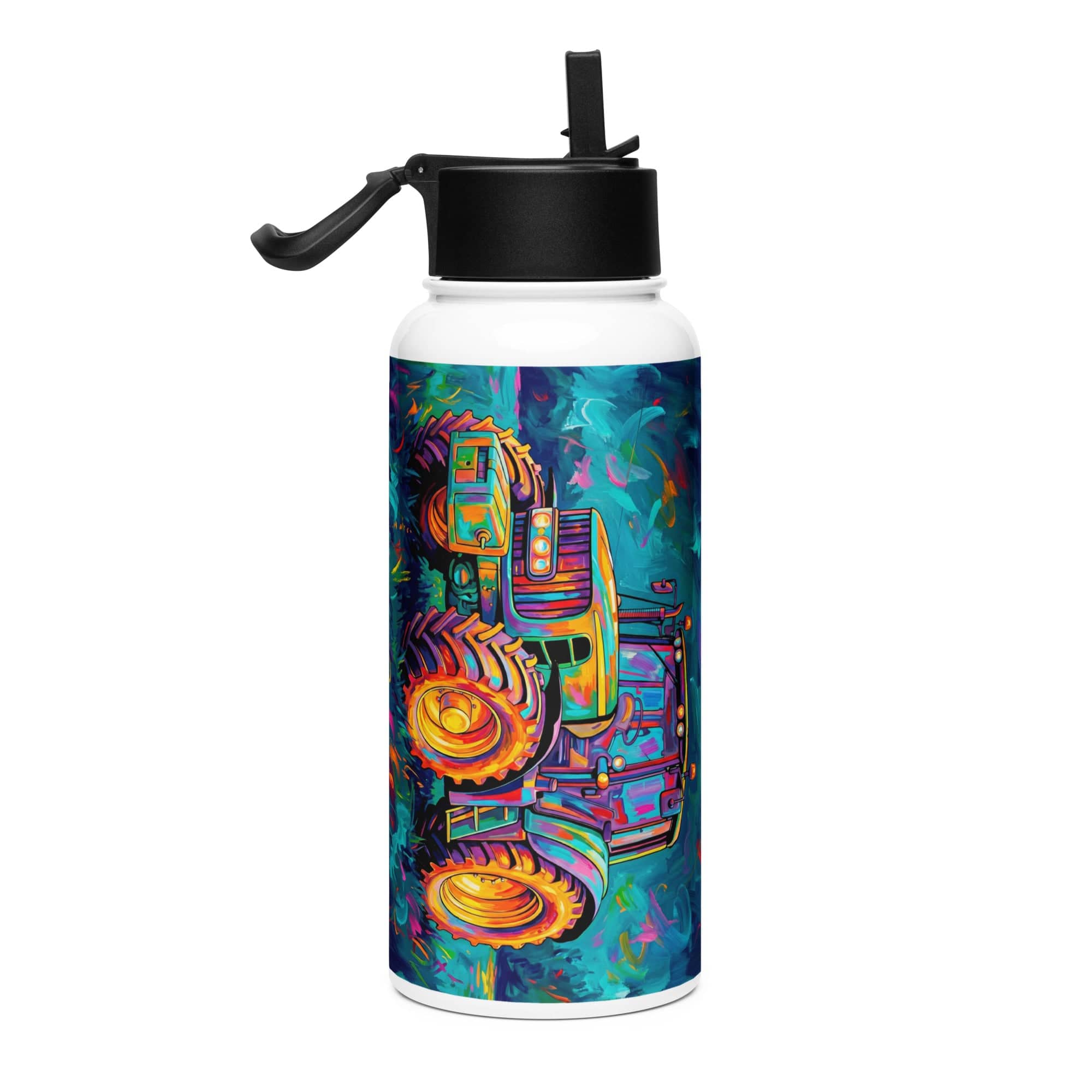 The Tractor Mugs Store John Deere 6930 | Splash Art Stainless steel water bottle with a straw lid Quality Farmers Merch