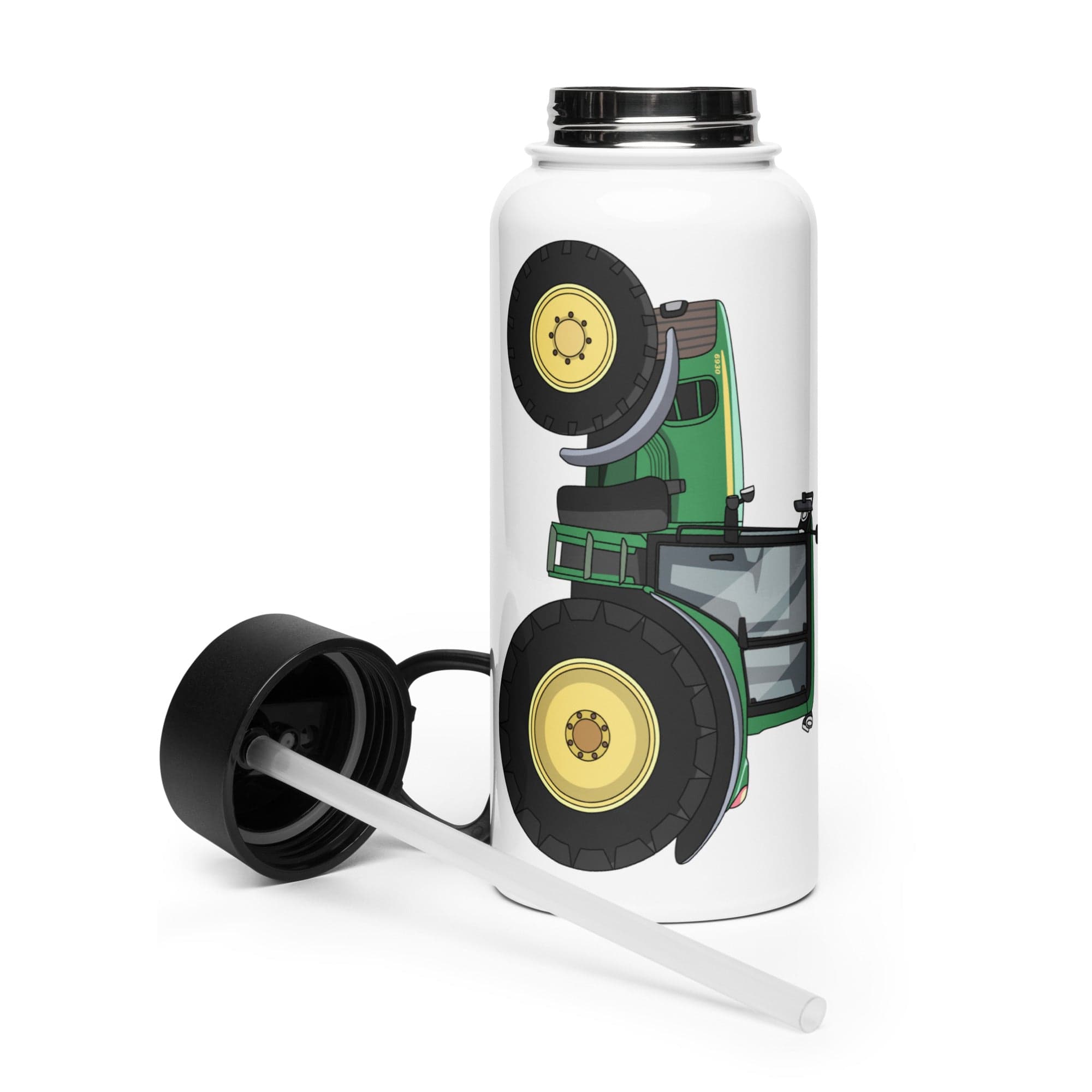 The Tractor Mugs Store John Deere 6930  | Stainless steel water bottle with a straw lid Quality Farmers Merch