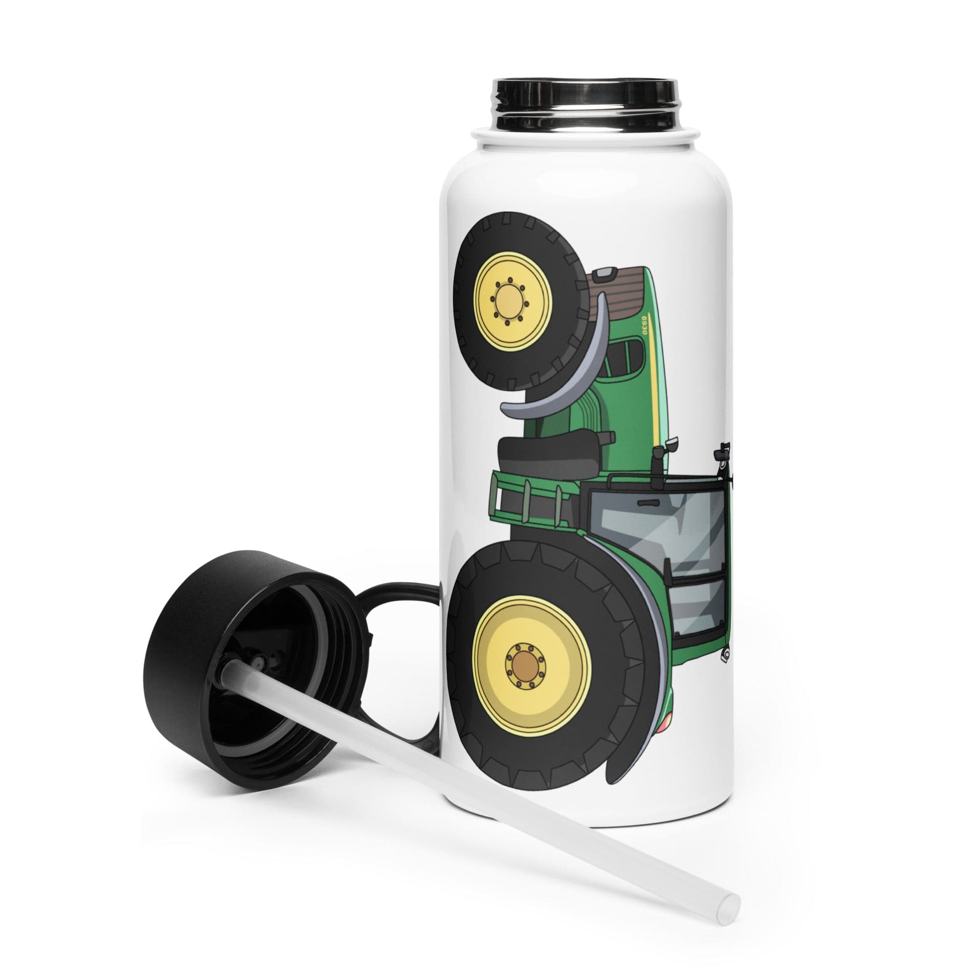 The Tractor Mugs Store John Deere 6930 | Stainless steel water bottle with a straw lid Quality Farmers Merch