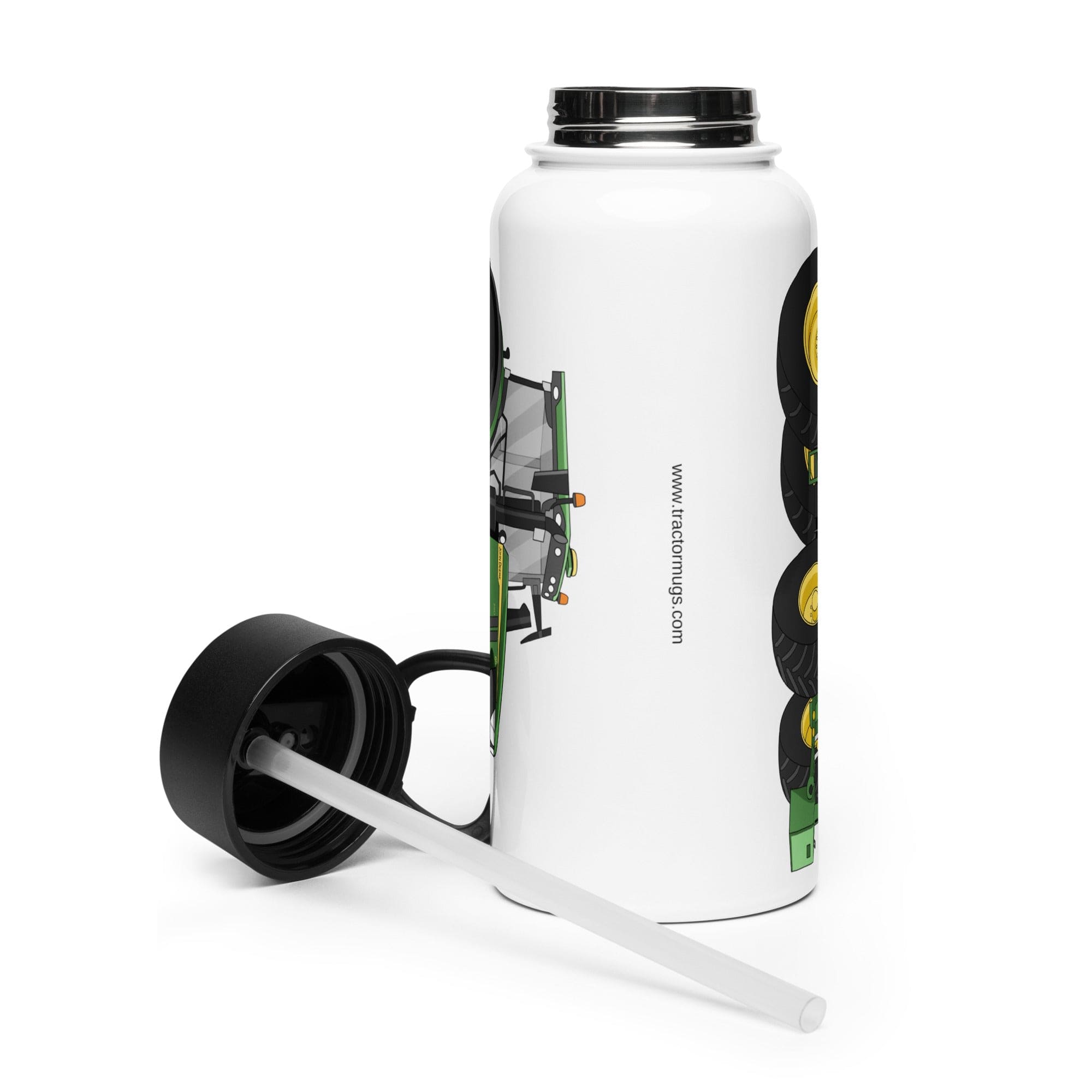 The Tractor Mugs Store John Deere 6R | Stainless steel water bottle with a straw lid Quality Farmers Merch