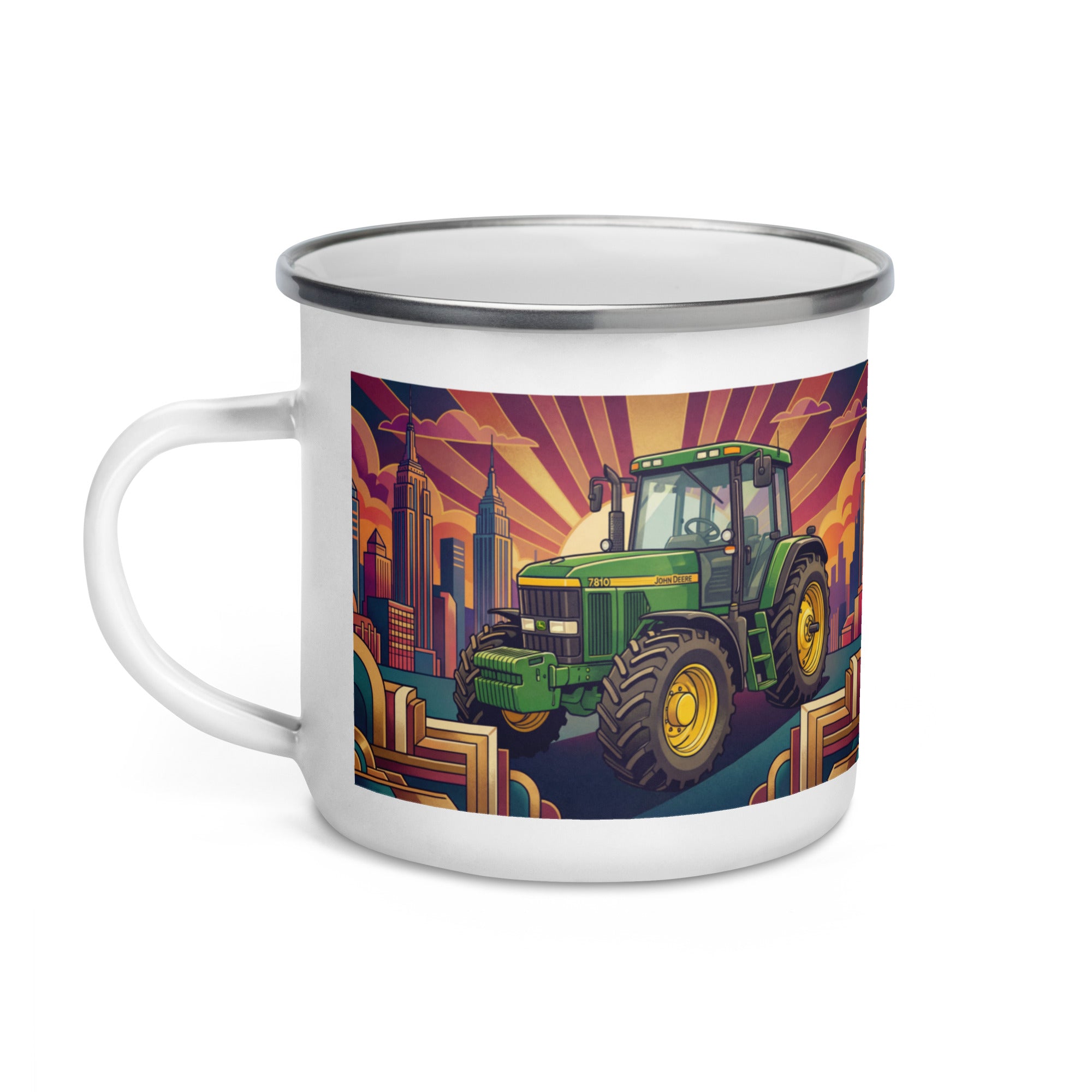 The Tractor Mugs Store John Deere 7810 | Art Deco Enamel Mug Quality Farmers Merch
