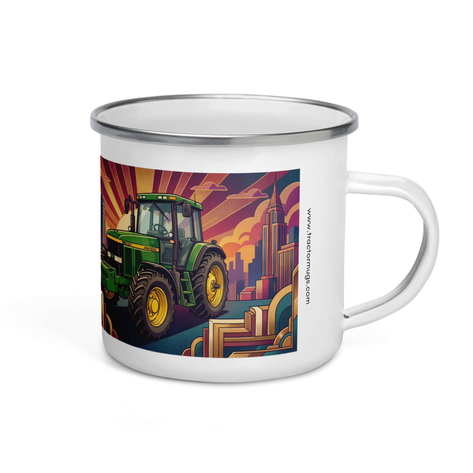 The Tractor Mugs Store John Deere 7810 | Art Deco Enamel Mug Quality Farmers Merch