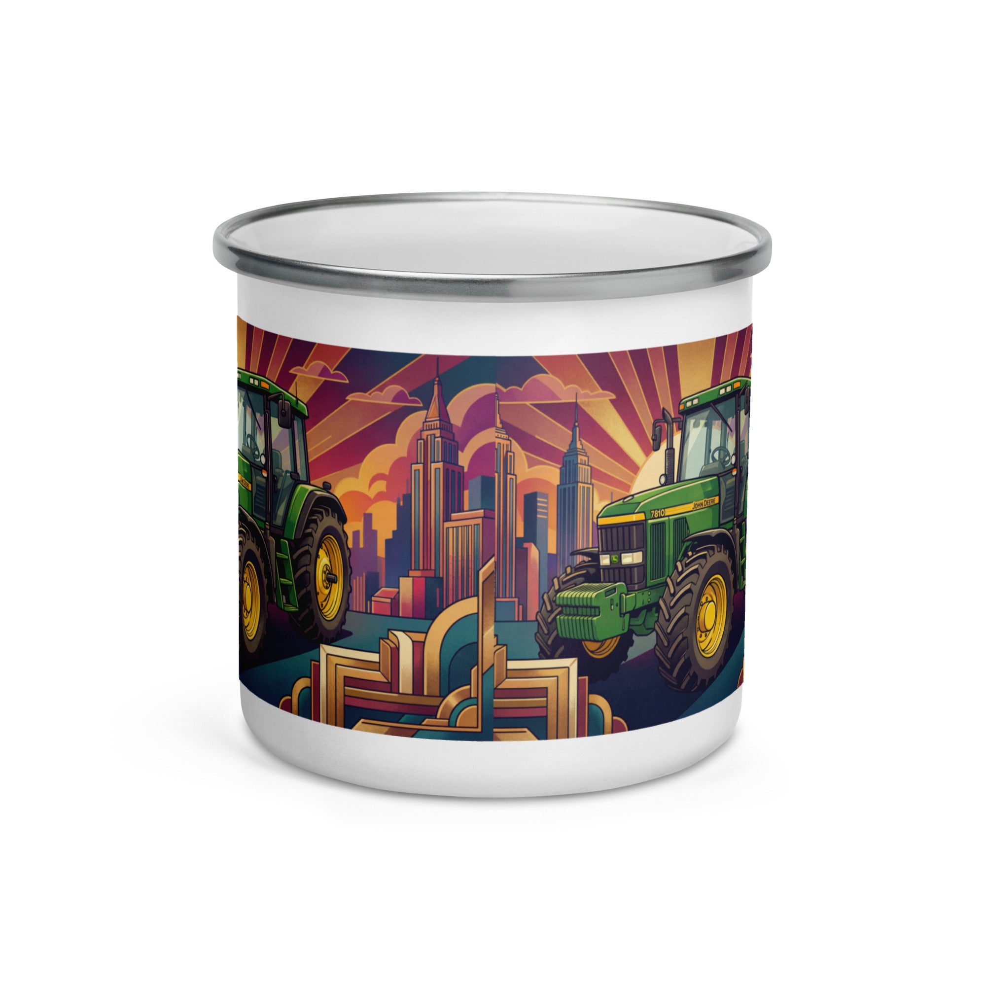 The Tractor Mugs Store John Deere 7810 | Art Deco Enamel Mug Quality Farmers Merch