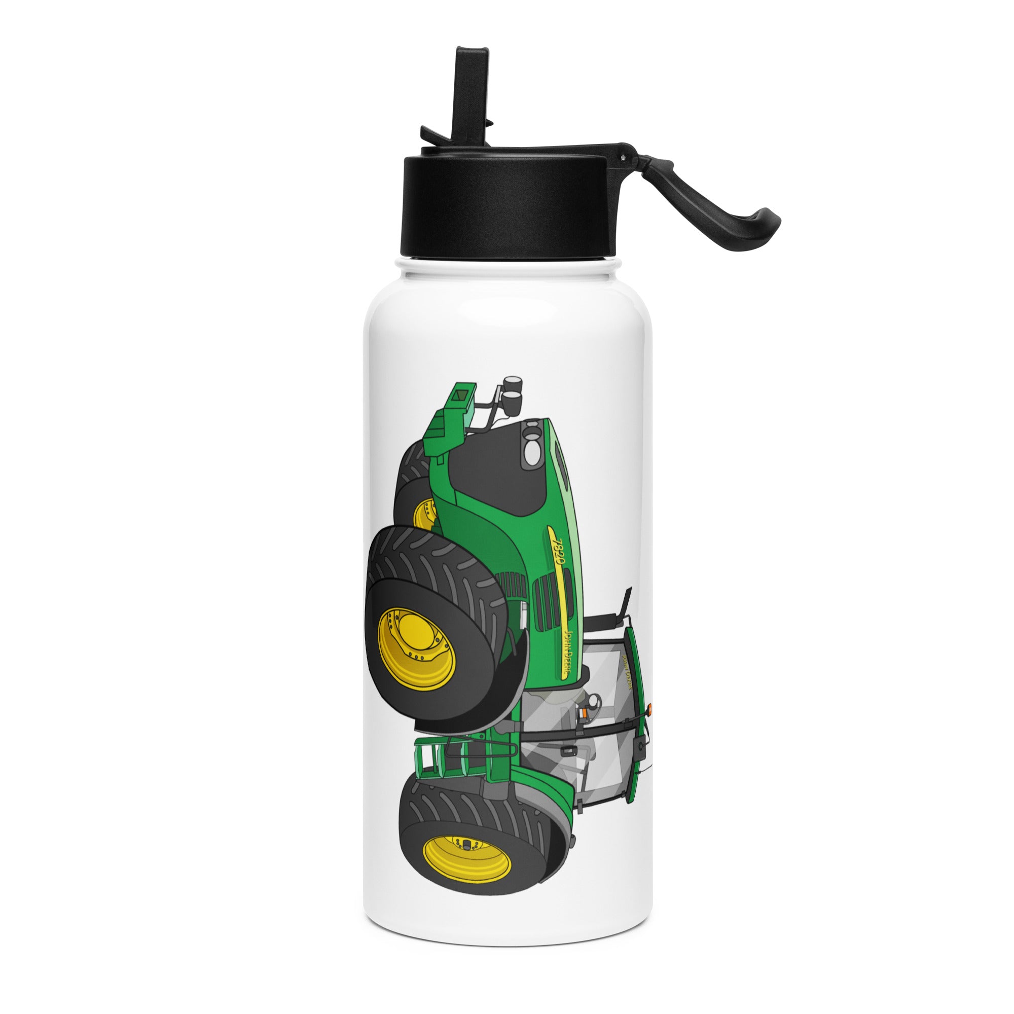 The Tractor Mugs Store John Deere 7820 | Stainless steel water bottle with a straw lid Quality Farmers Merch