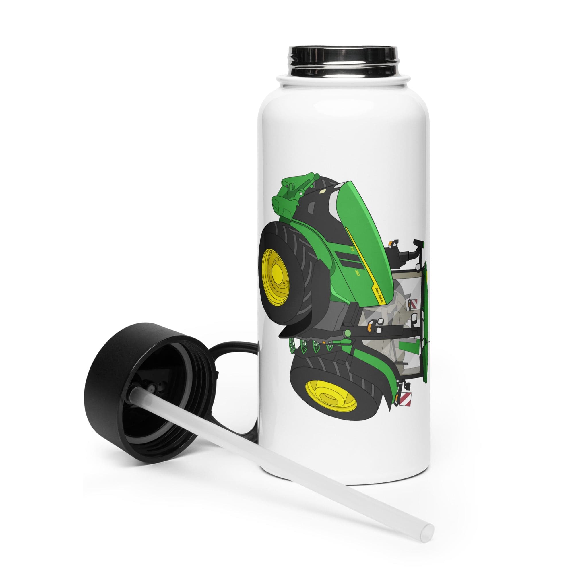 The Tractor Mugs Store John Deere 7R 350 auto powr | Stainless steel water bottle with a straw lid Quality Farmers Merch