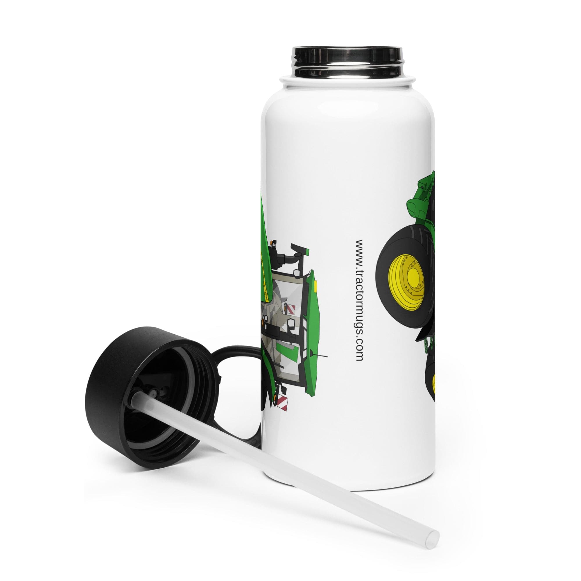 The Tractor Mugs Store John Deere 7R 350 auto powr | Stainless steel water bottle with a straw lid Quality Farmers Merch