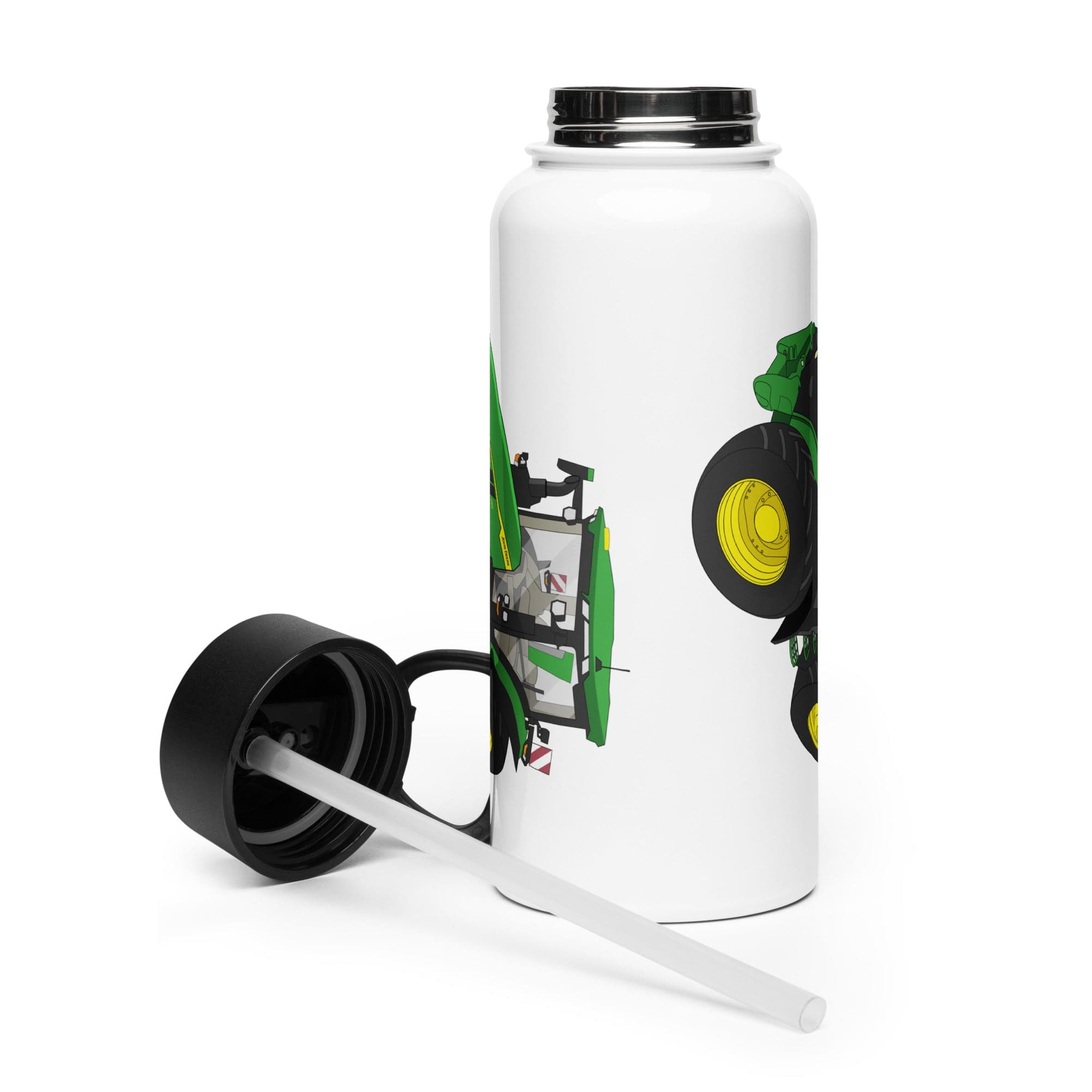 The Tractor Mugs Store John Deere 7R 350 auto powr | Stainless steel water bottle with a straw lid Quality Farmers Merch