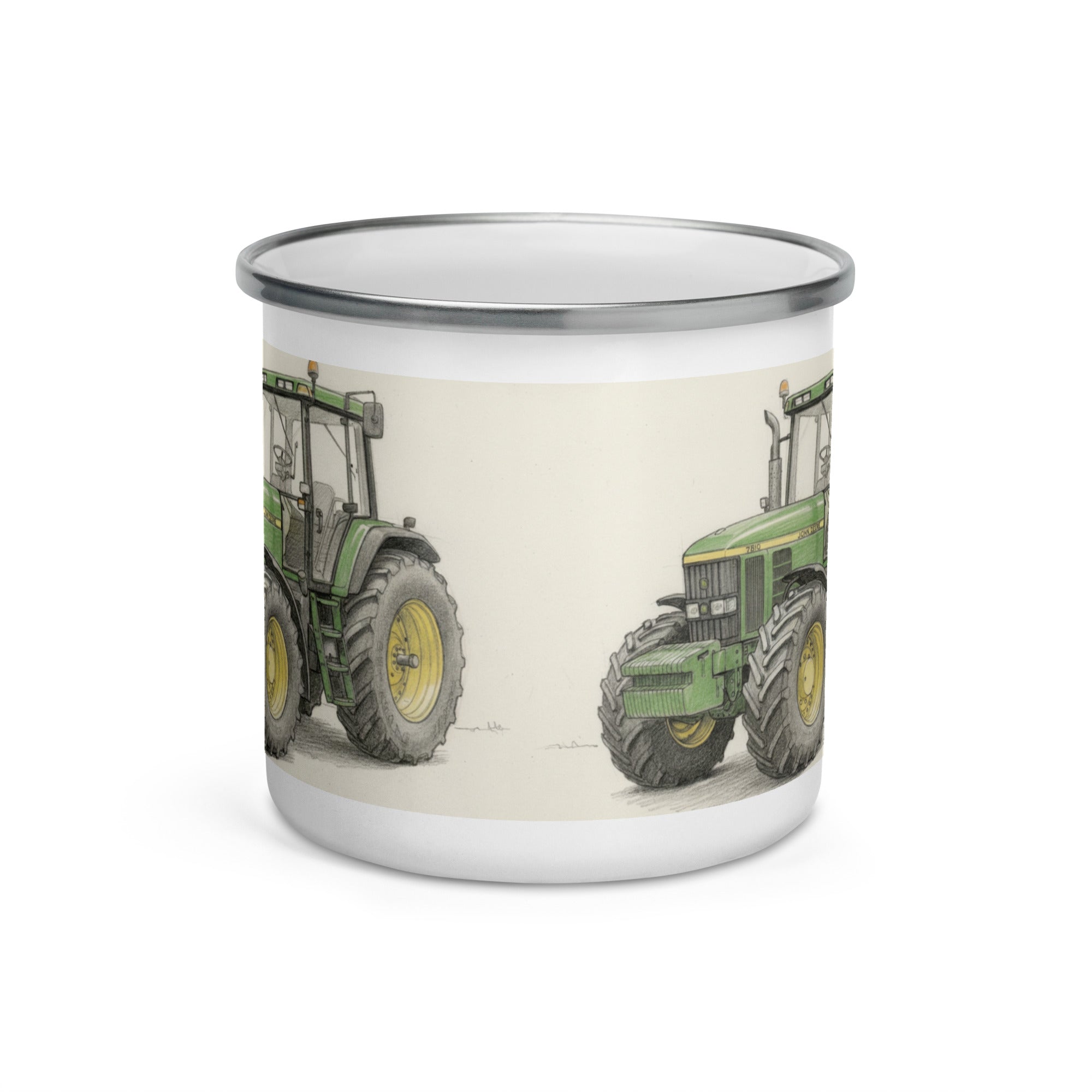 The Tractor Mugs Store John Deere Pencil Sketch Enamel Mug Quality Farmers Merch