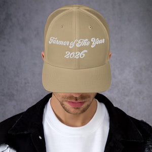 The Tractor Mugs Store Khaki Farmer of The Year 2026 | Retro 70's Trucker Cap Quality Farmers Merch