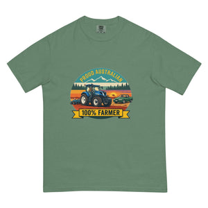 The Tractor Mugs Store Light Green New Holland T7.210 PROUD AUSTRALIAN 100% FARMER Outdoor | Unisex Premium T-shirt Quality Farmers Merch