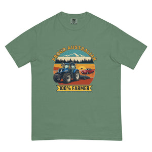 The Tractor Mugs Store Light Green New Holland T7.225 PROUD AUSTRALIAN 100% FARMER Outdoor | Unisex Premium T-shirt Quality Farmers Merch