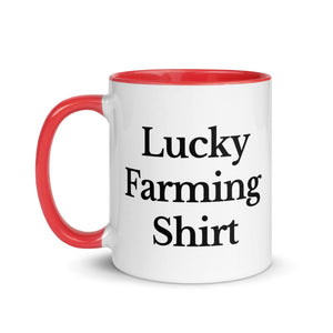 The Tractor Mugs Store LUCKY FARMING SHIRT | Mug with Color Inside Quality Farmers Merch