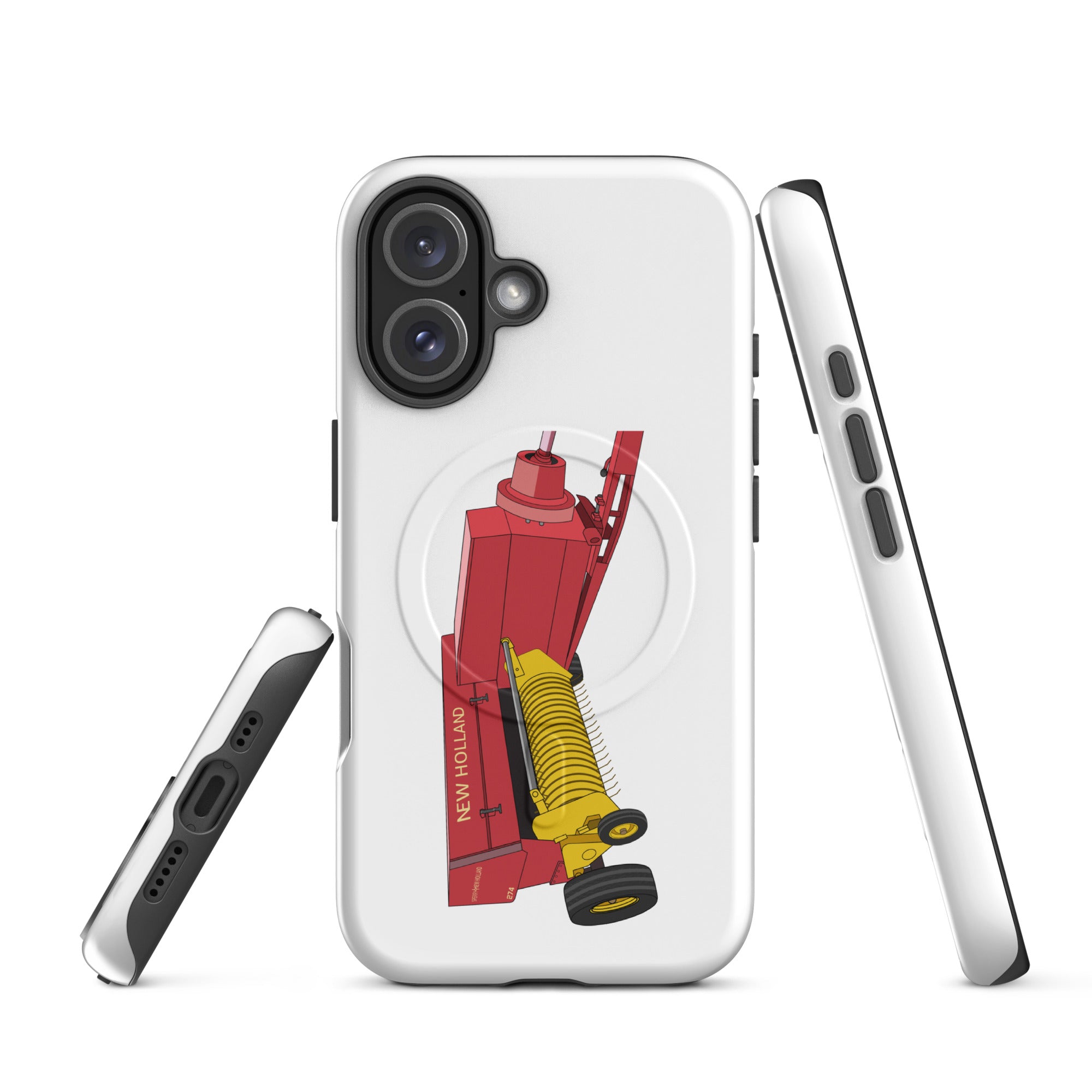 The Tractor Mugs Store MagSafe® Tough Case for iPhone® iPhone 16 New Holland 274 Square Baler | MagSafe® tough case for iPhone® Quality Farmers Merch