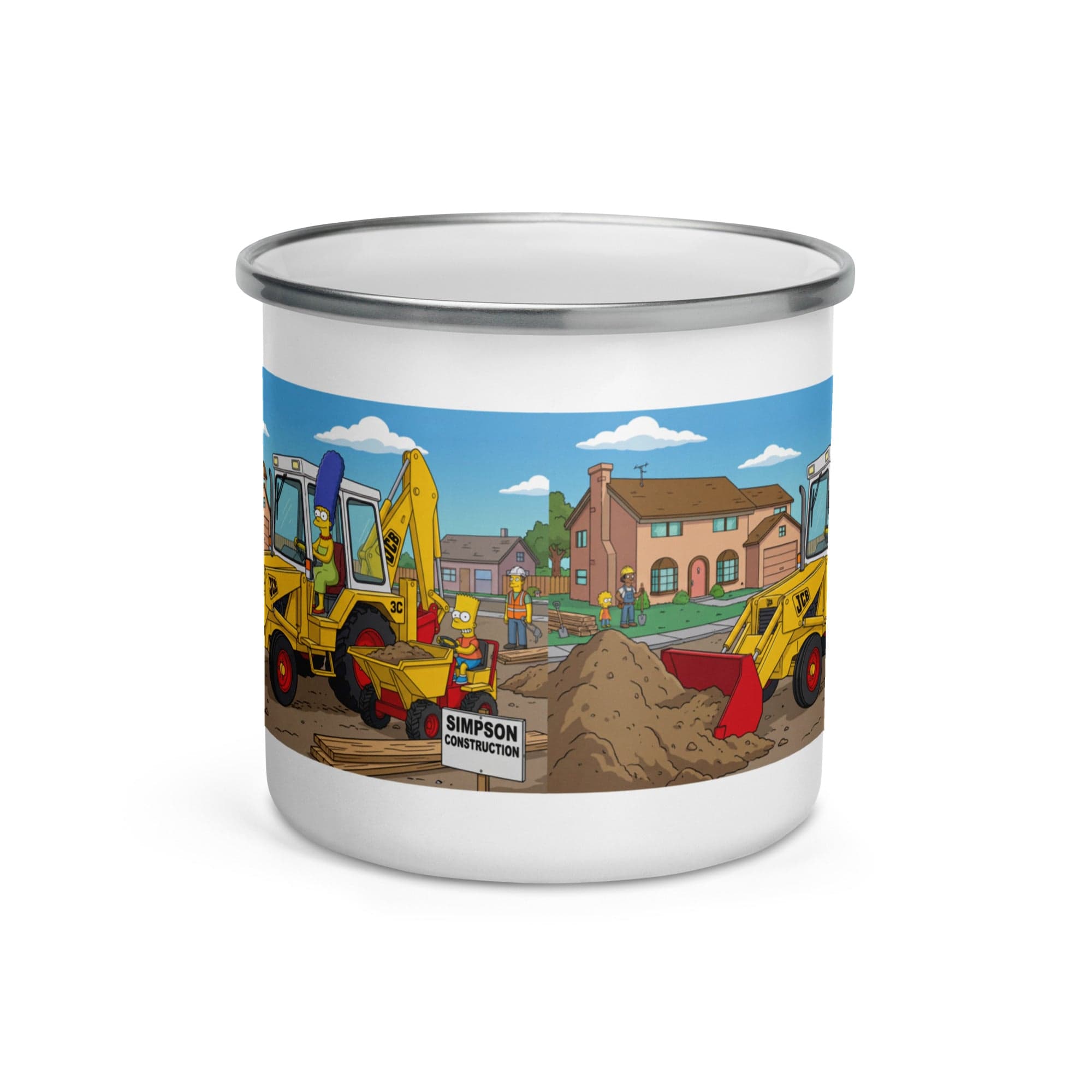 The Tractor Mugs Store Marge JCB 3C + Bart Dumper | Enamel Mug Quality Farmers Merch