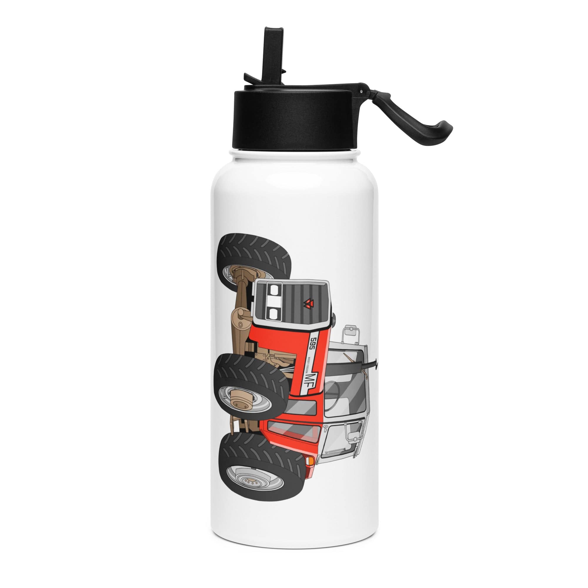 The Tractor Mugs Store Massey 595 | Stainless steel water bottle with a straw lid Quality Farmers Merch