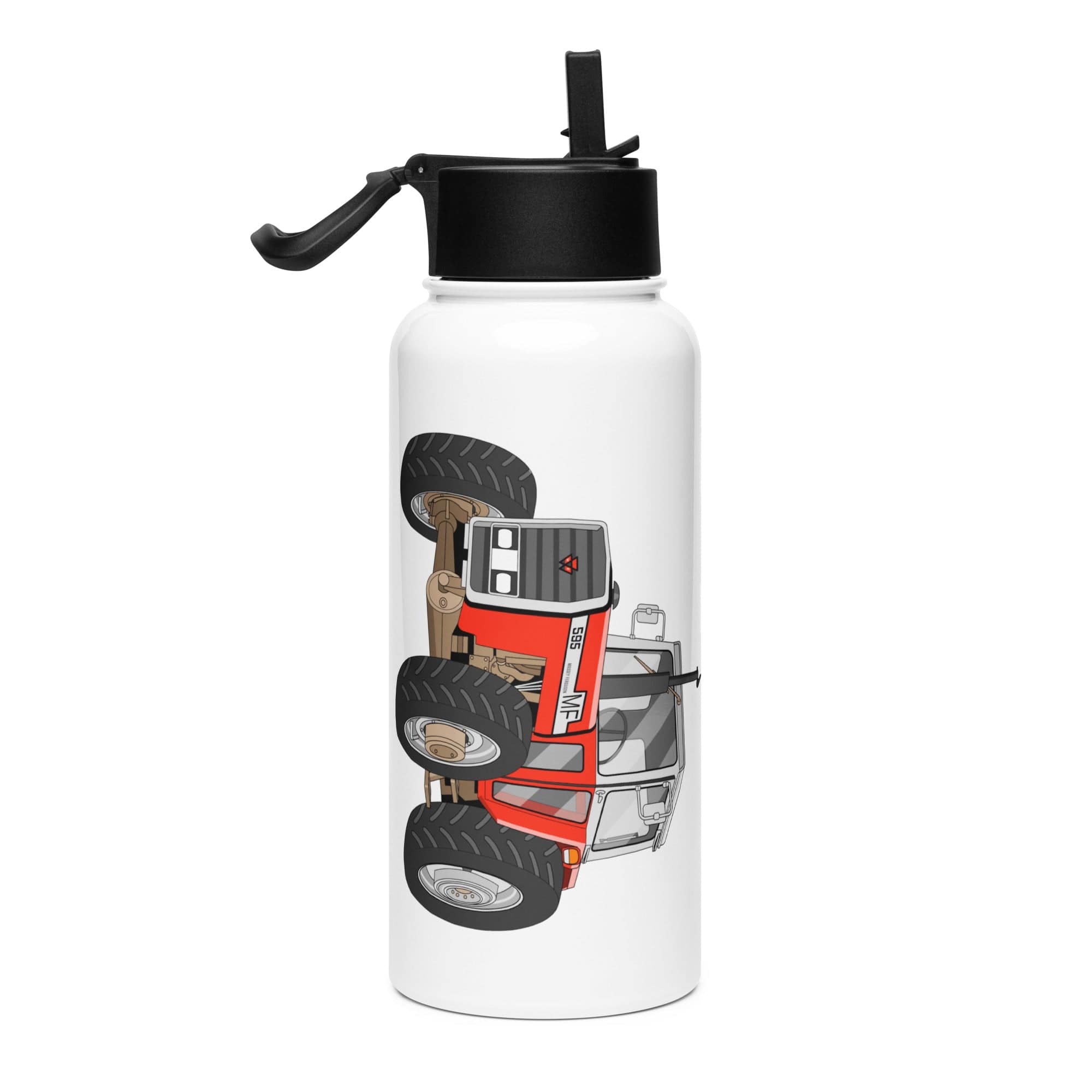 The Tractor Mugs Store Massey 595 | Stainless steel water bottle with a straw lid Quality Farmers Merch