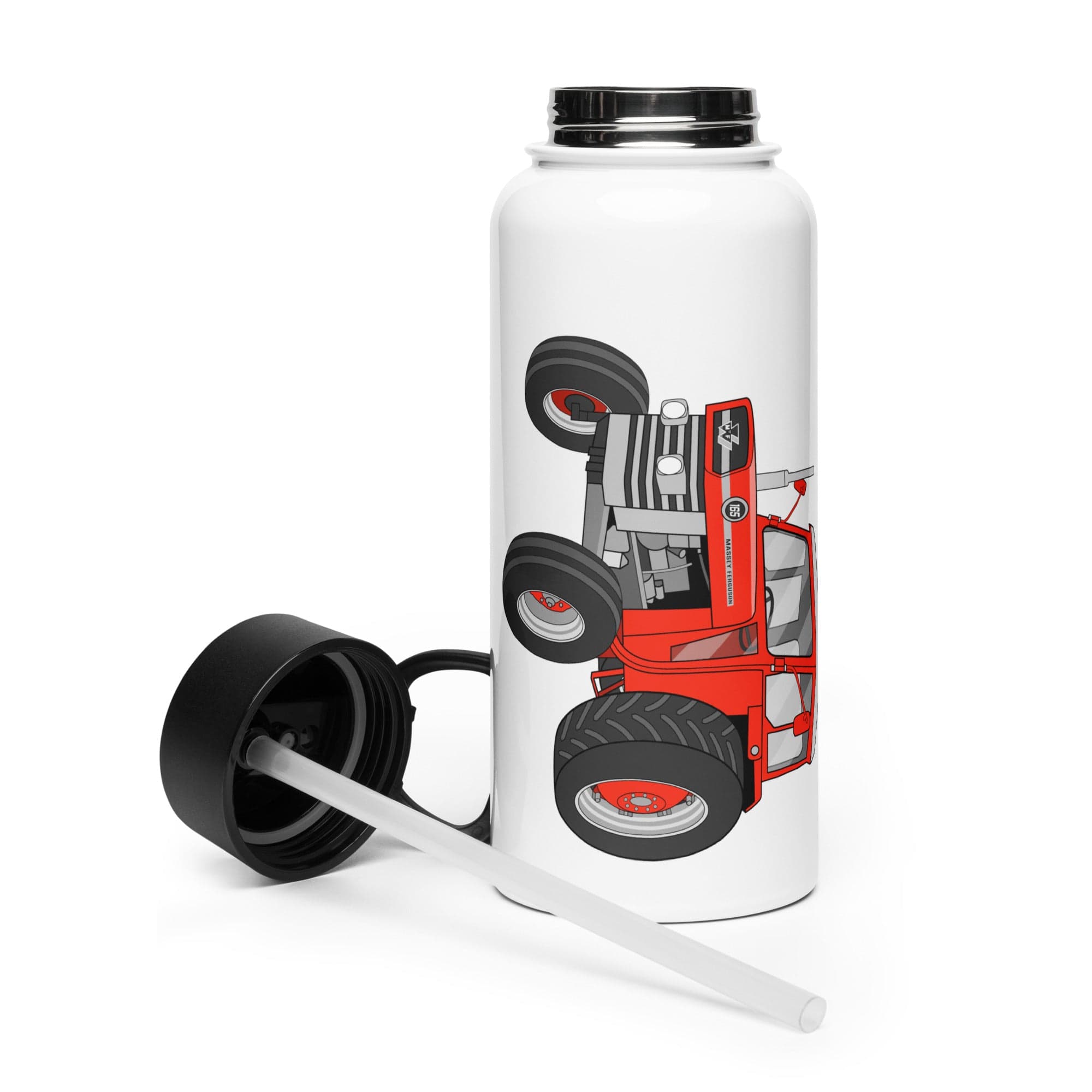 The Tractor Mugs Store Massey Ferguson 165  | Stainless steel water bottle with a straw lid Quality Farmers Merch