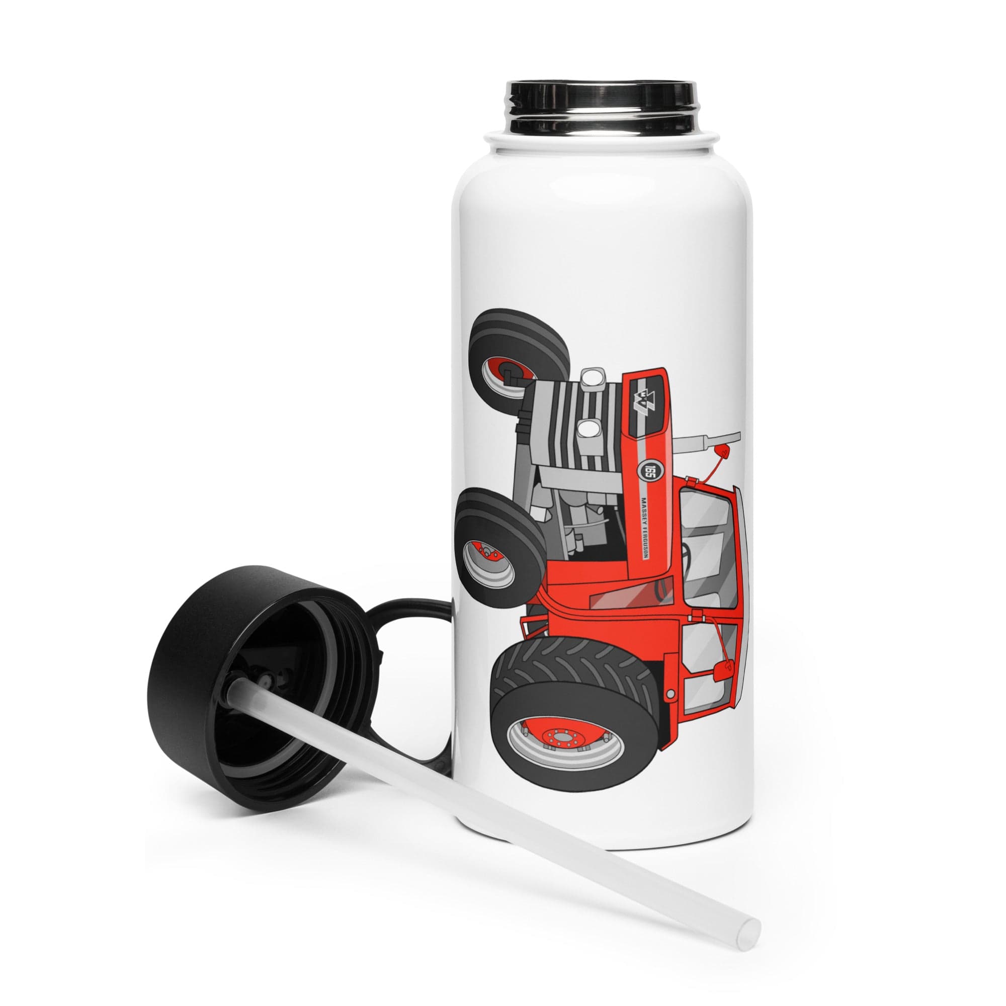 The Tractor Mugs Store Massey Ferguson 165  | Stainless steel water bottle with a straw lid Quality Farmers Merch