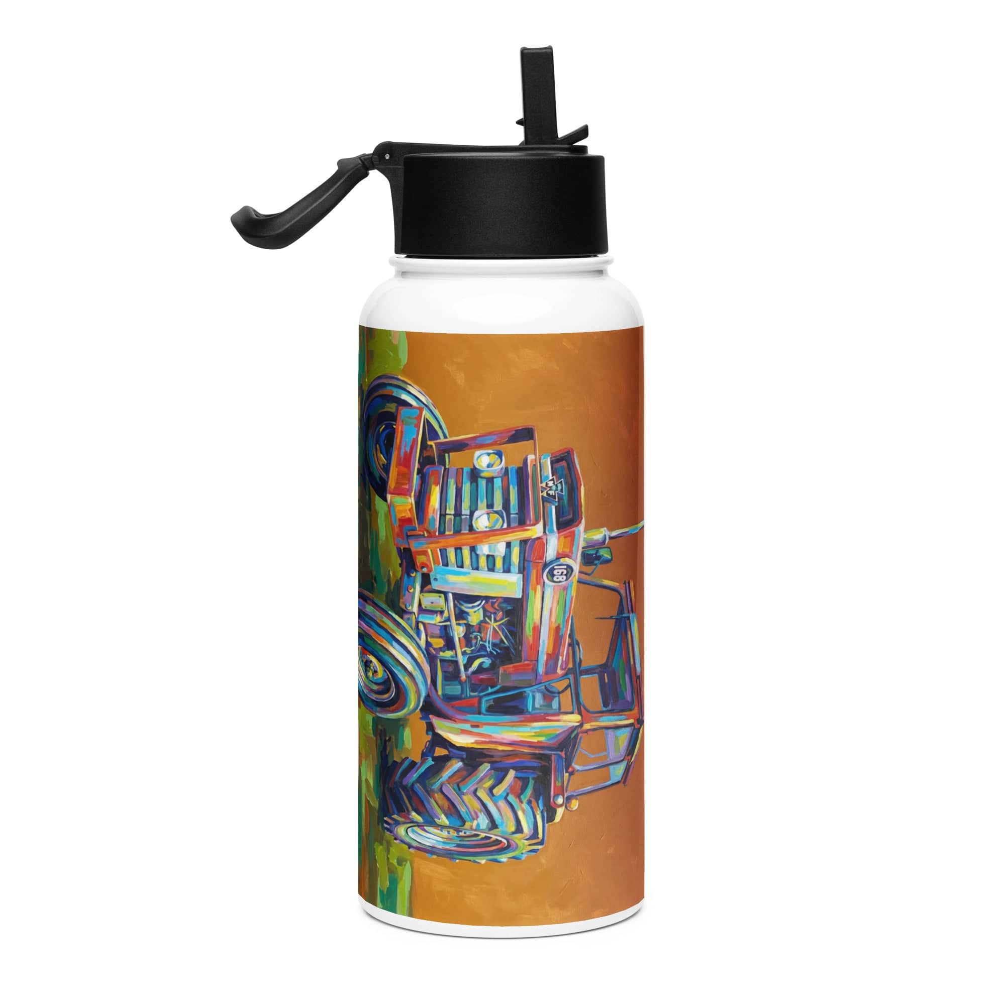 The Tractor Mugs Store Massey Ferguson 168 | Splash Art  Stainless steel water bottle with a straw lid Quality Farmers Merch