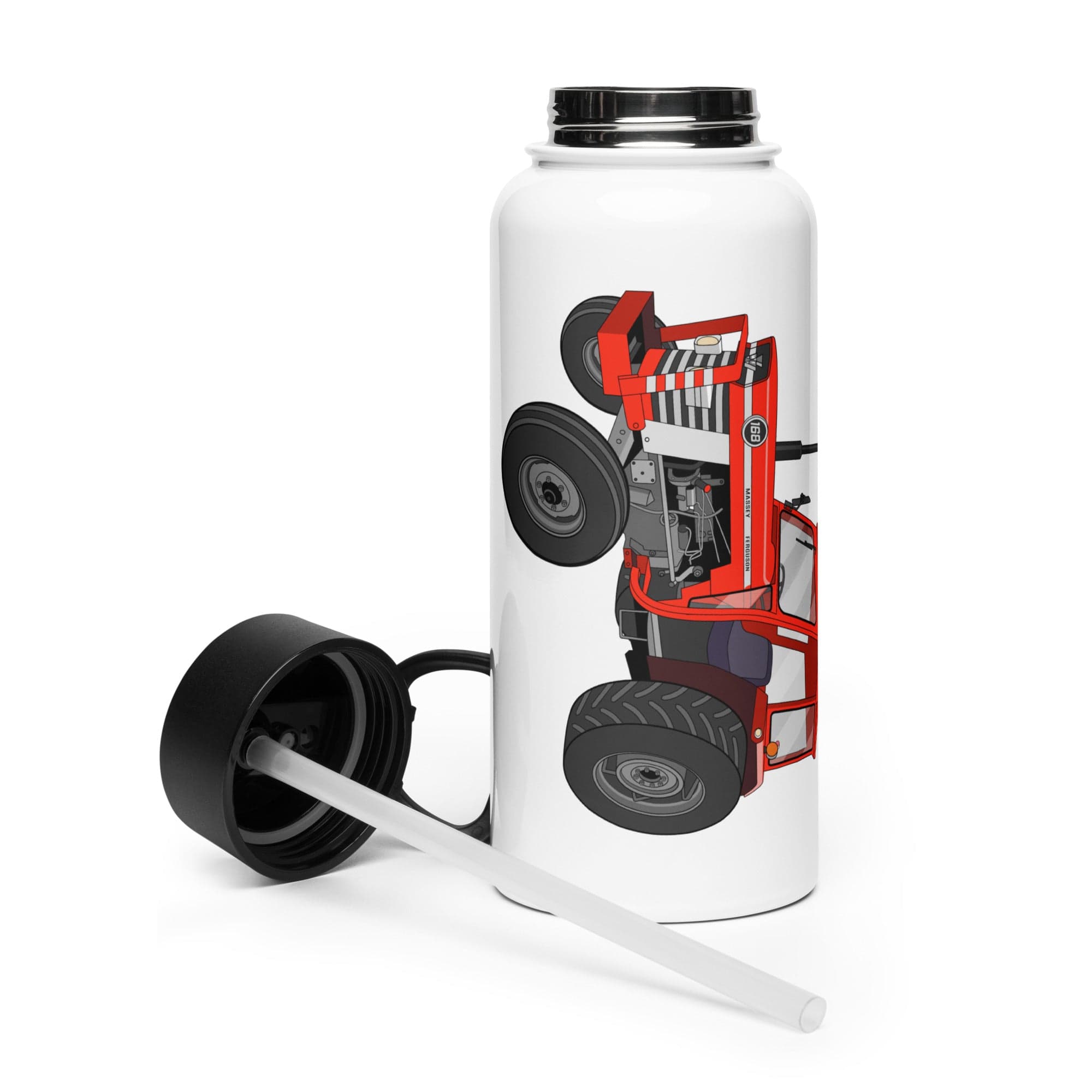 The Tractor Mugs Store Massey Ferguson 168 | Stainless steel water bottle with a straw lid Quality Farmers Merch