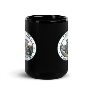 The Tractor Mugs Store Massey Ferguson 3075 TRAFFIC WHAT TRAFFIC? Engraving | Black Mug Quality Farmers Merch