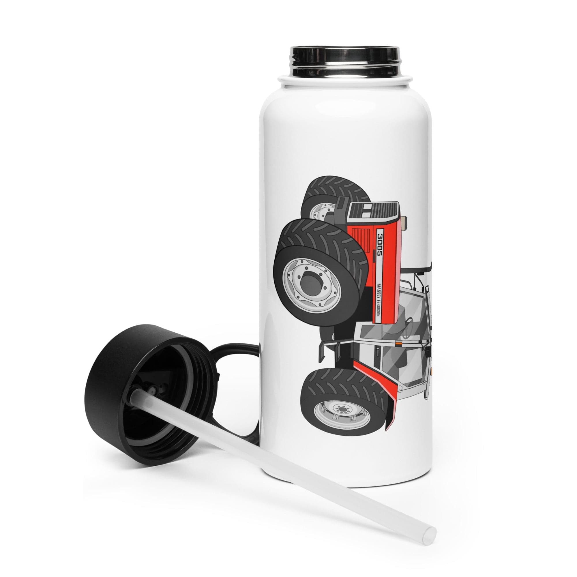 The Tractor Mugs Store Massey Ferguson 3085   | Stainless steel water bottle with a straw lid Quality Farmers Merch